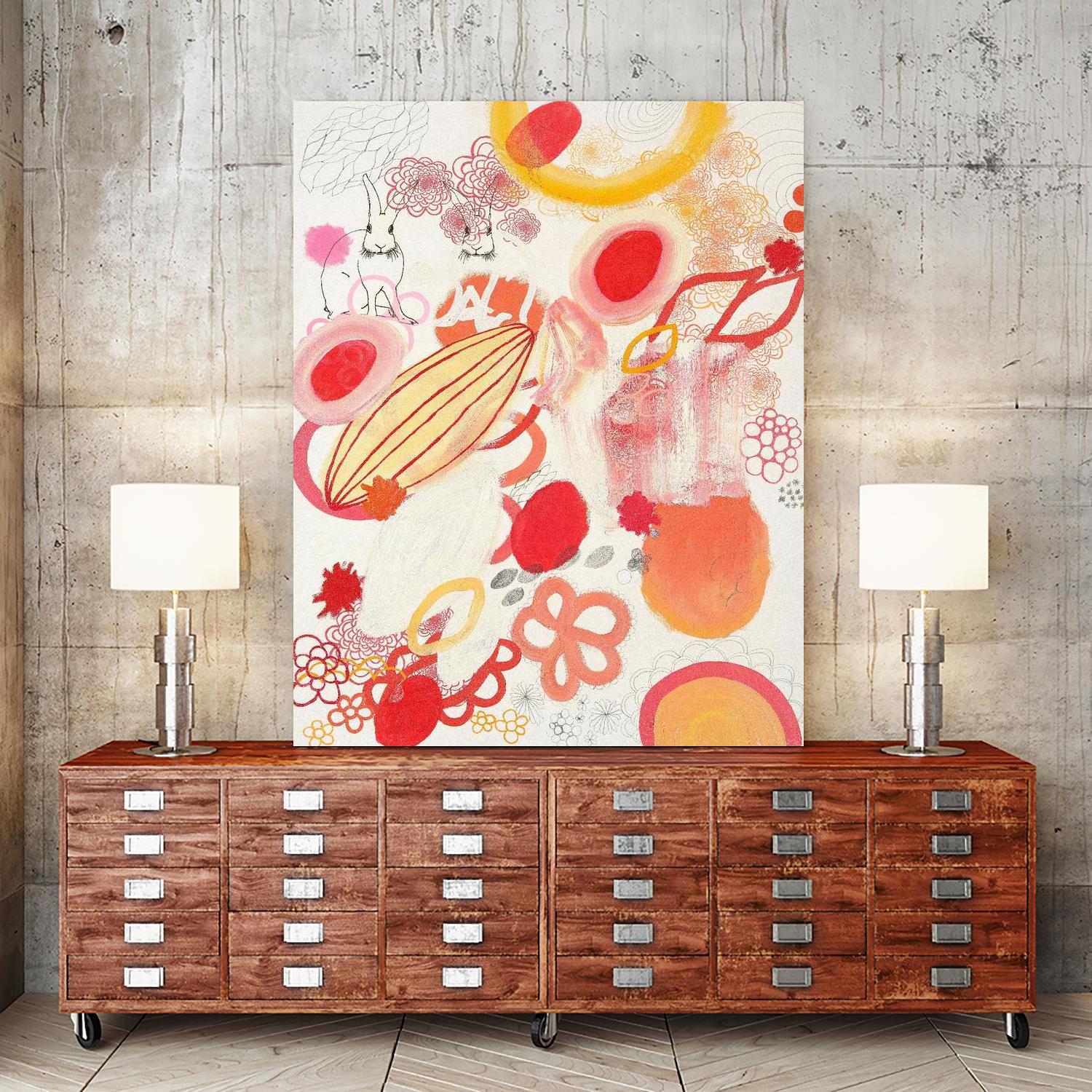 Funnie Bunnies Go To Space by Maggie Kleinpeter on GIANT ART - multicolor abstracts; contemporary