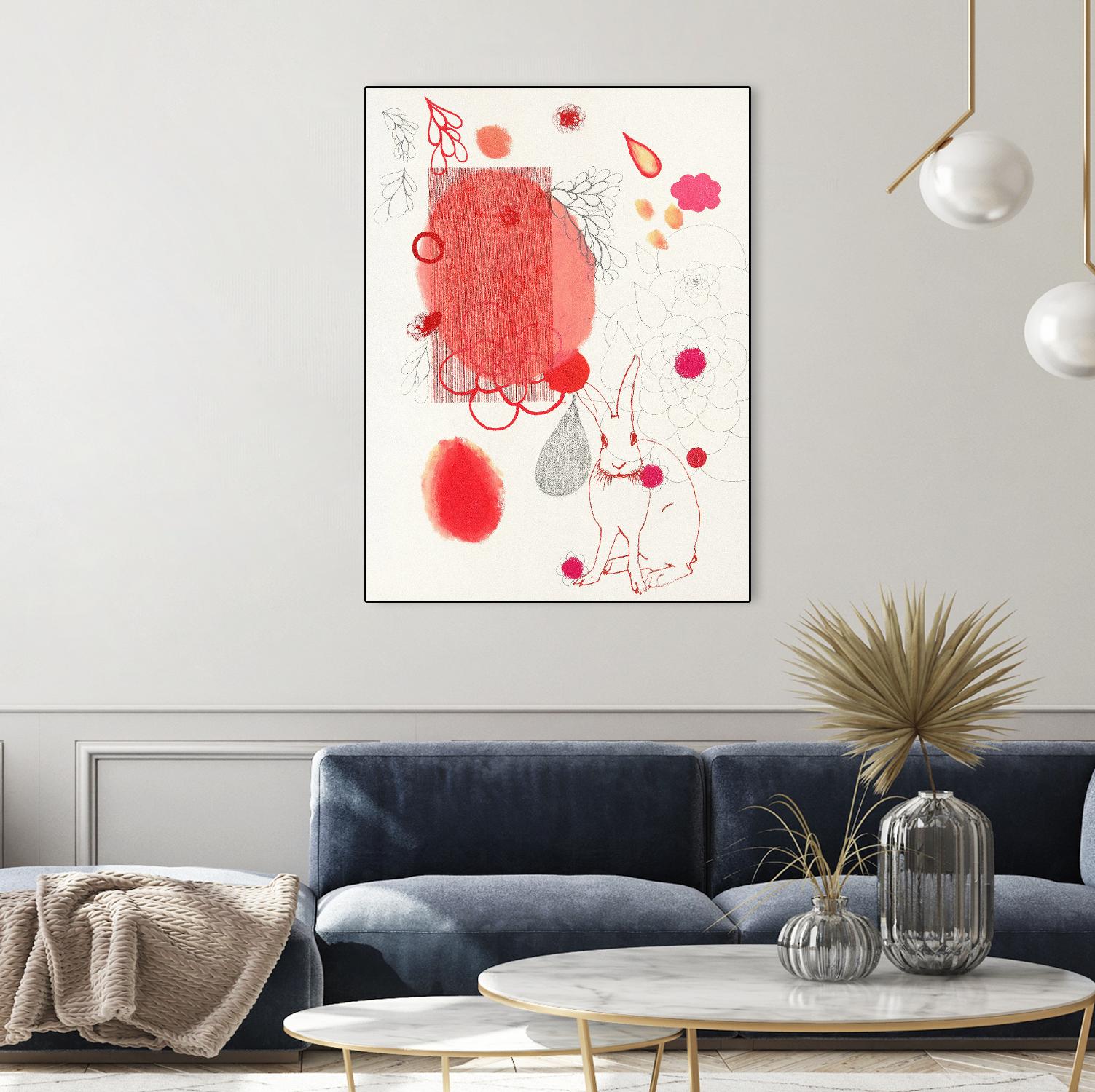 Funny Bunny Makes An Appearance by Maggie Kleinpeter on GIANT ART - multicolor abstracts; contemporary