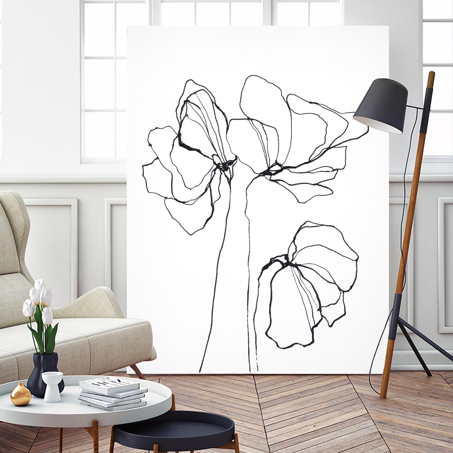 Fine Line 6 by Design Fabrikken on GIANT ART - black,white contemporary, floral/still life, flowers