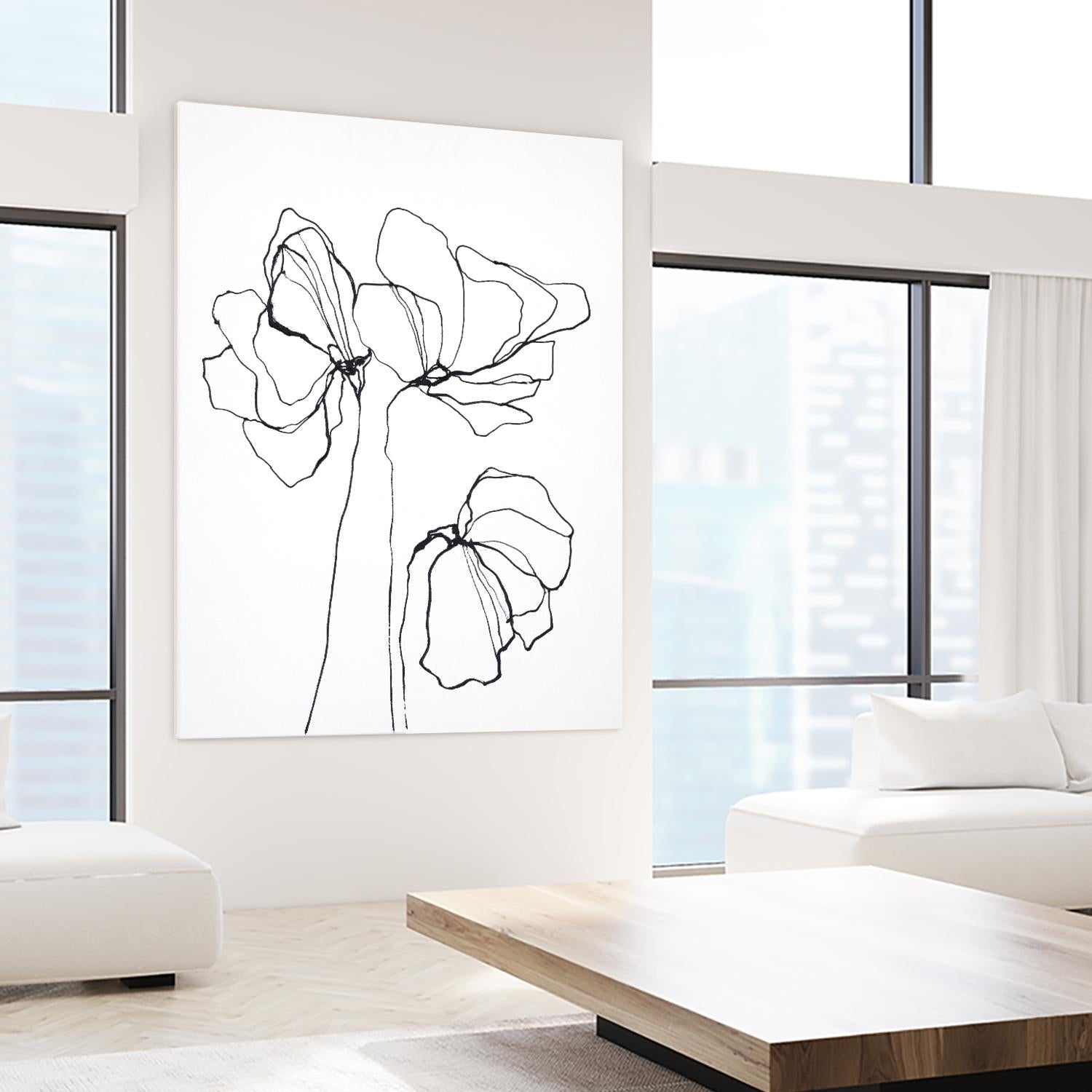 Fine Line 6 by Design Fabrikken on GIANT ART - black,white contemporary, floral/still life, flowers