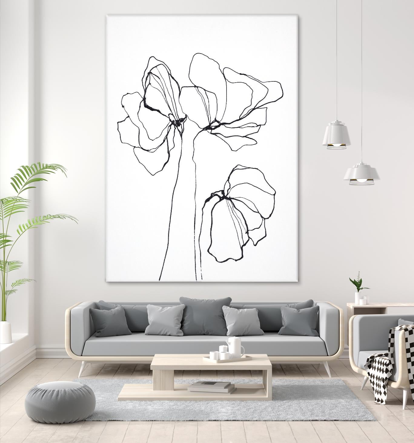 Fine Line 6 by Design Fabrikken on GIANT ART - black,white contemporary, floral/still life, flowers