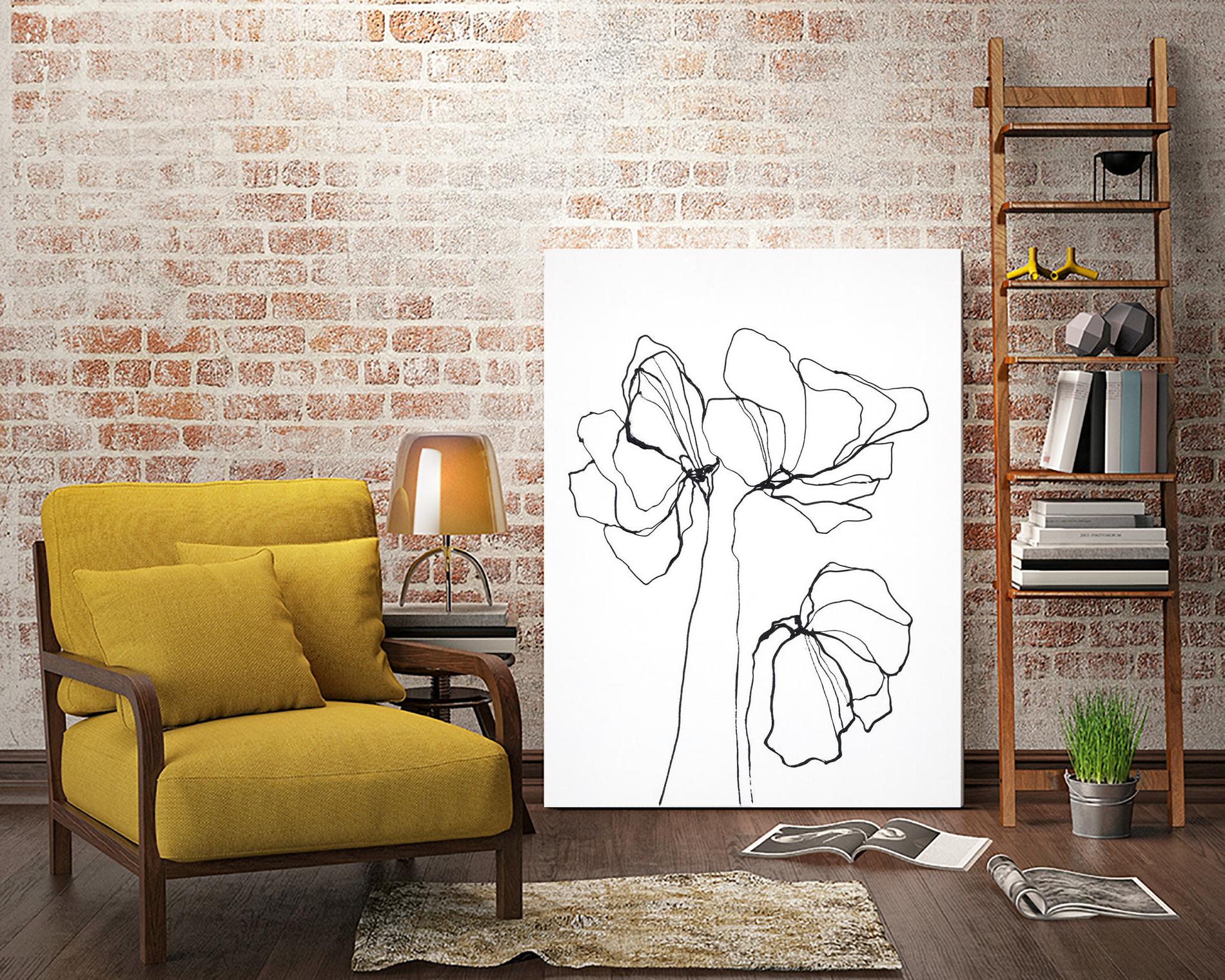 Fine Line 6 by Design Fabrikken on GIANT ART - black,white contemporary, floral/still life, flowers