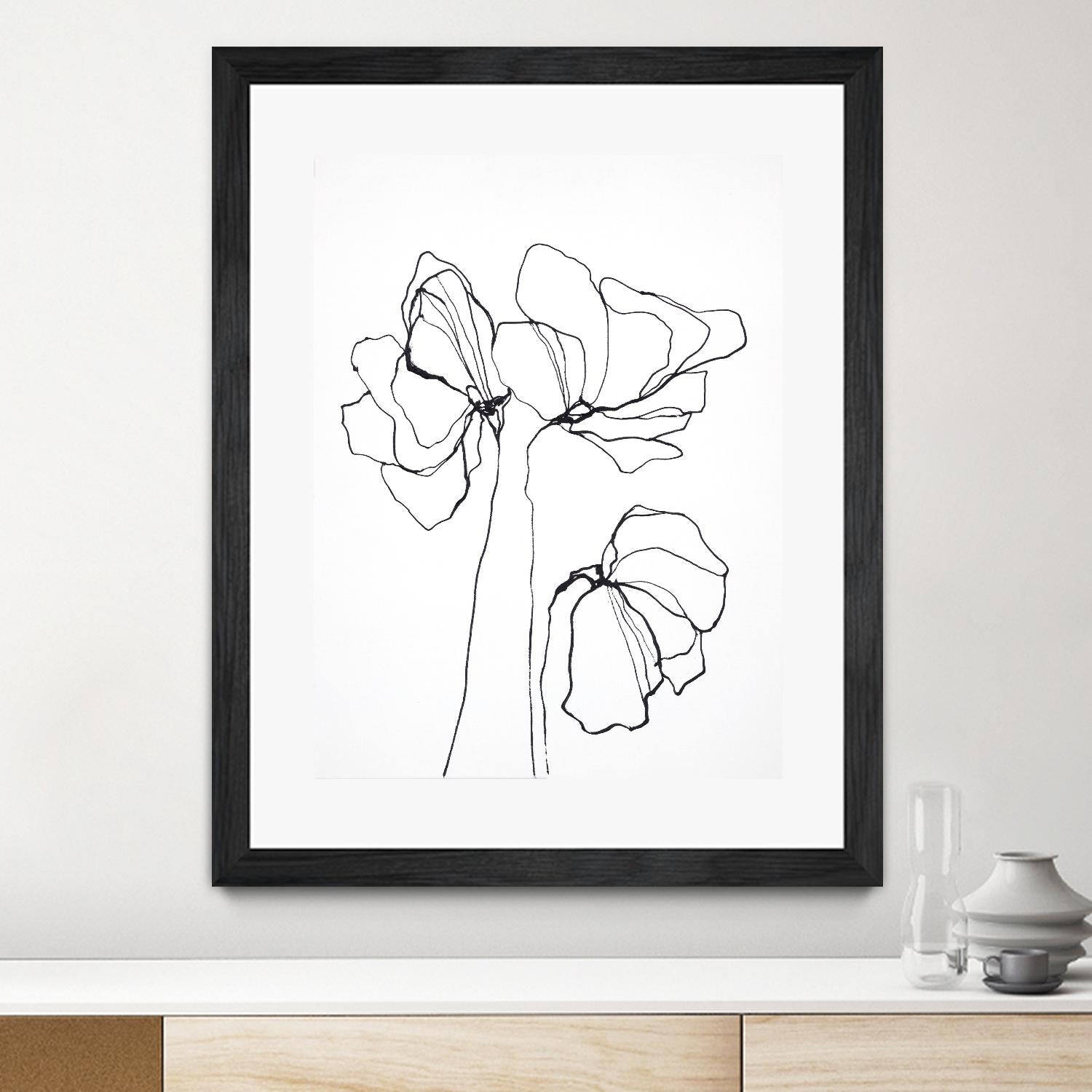 Fine Line 6 by Design Fabrikken on GIANT ART - black,white contemporary, floral/still life, flowers