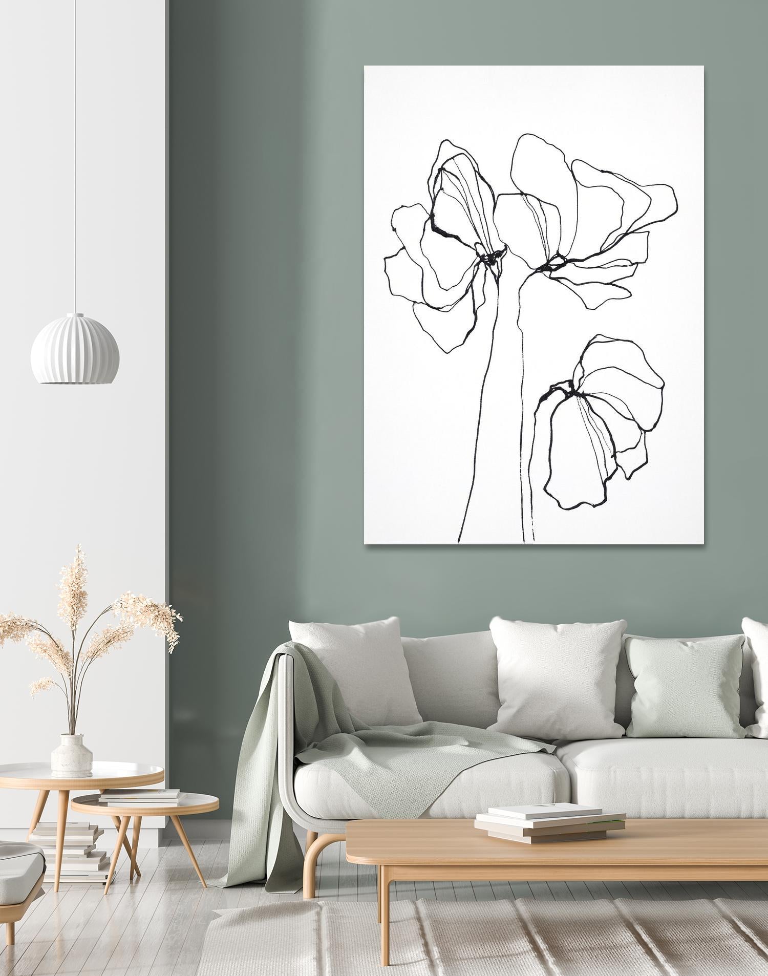 Fine Line 6 by Design Fabrikken on GIANT ART - black,white contemporary, floral/still life, flowers