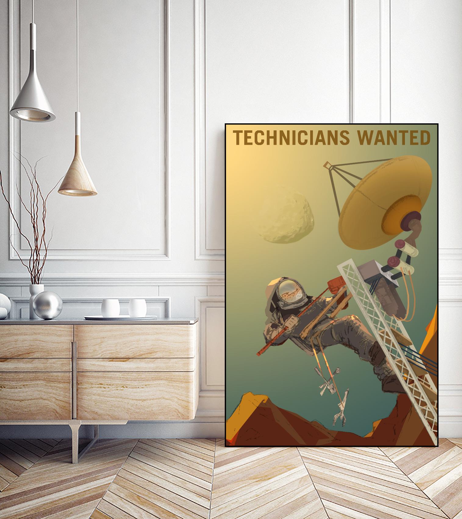 Technicians Wanted by NASA on GIANT ART - multicolor novelty