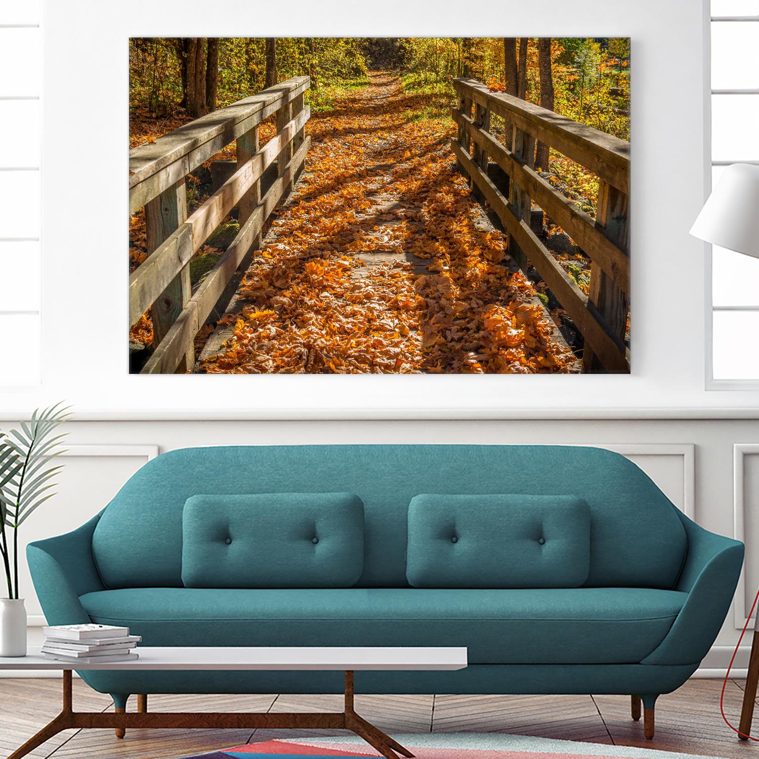 Fall On The Footbridge by Tim Oldford on GIANT ART - multicolor photography; landscapes