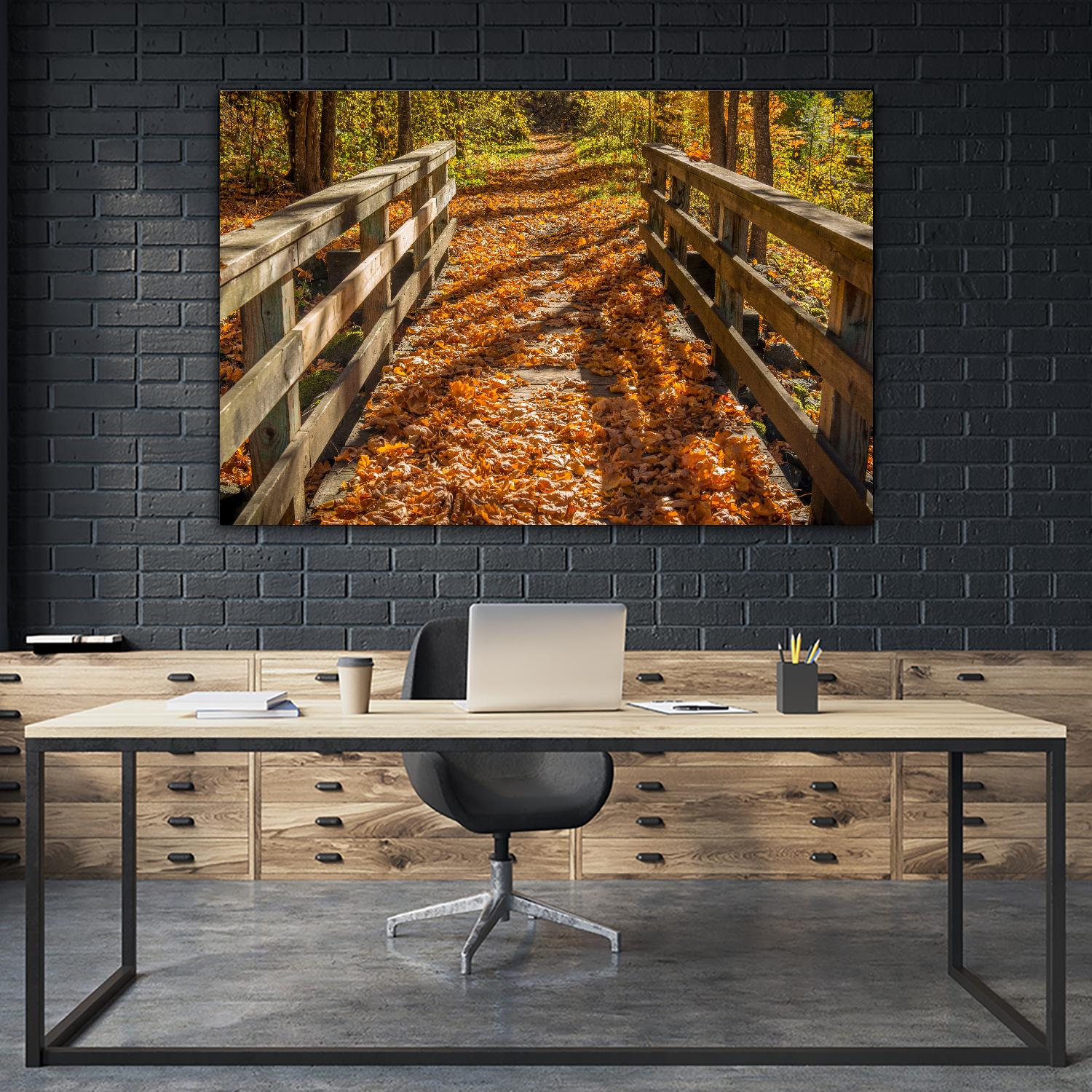Fall On The Footbridge by Tim Oldford on GIANT ART - multicolor photography; landscapes