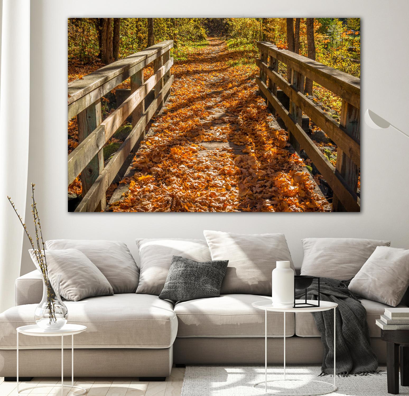 Fall On The Footbridge by Tim Oldford on GIANT ART - multicolor photography; landscapes