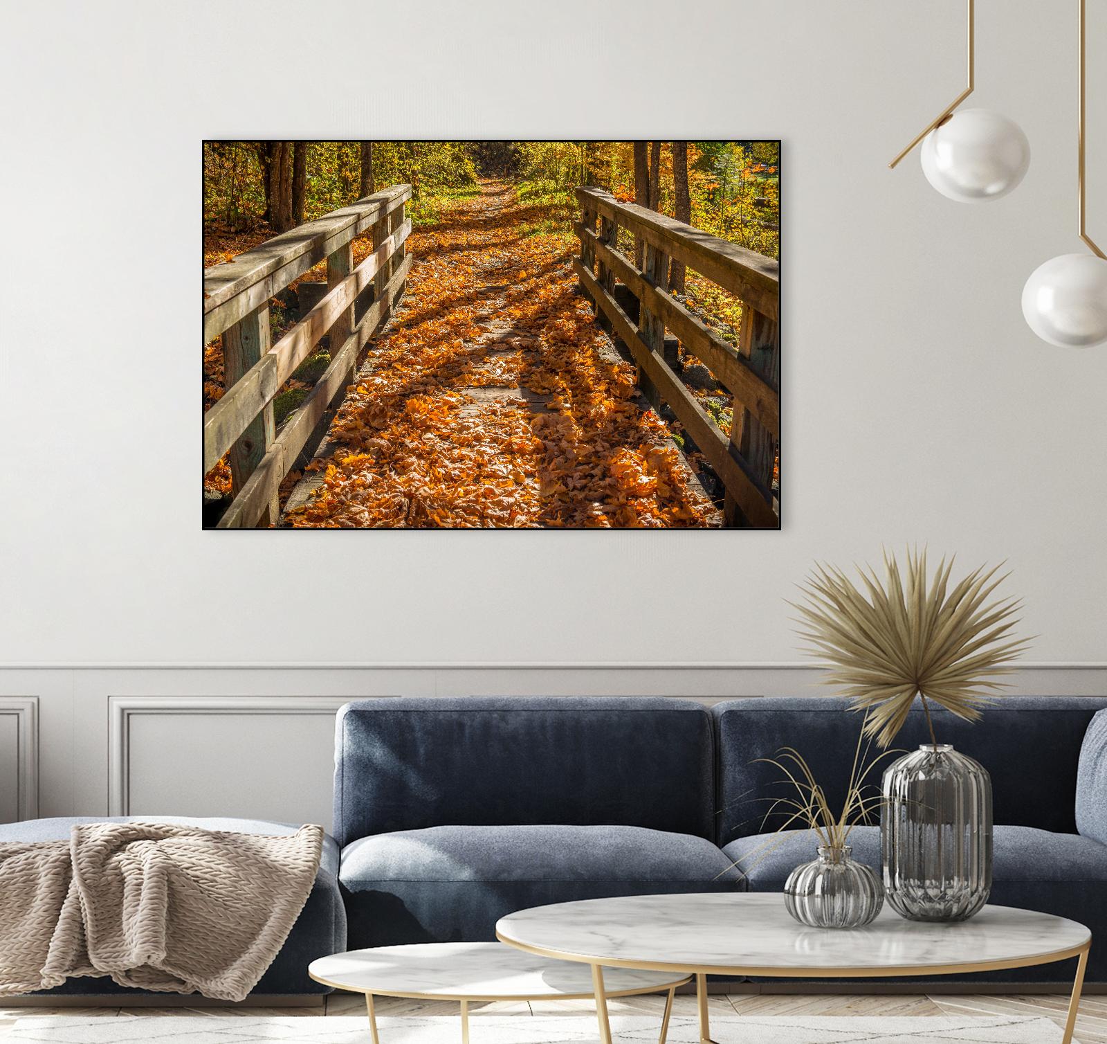 Fall On The Footbridge by Tim Oldford on GIANT ART - multicolor photography; landscapes