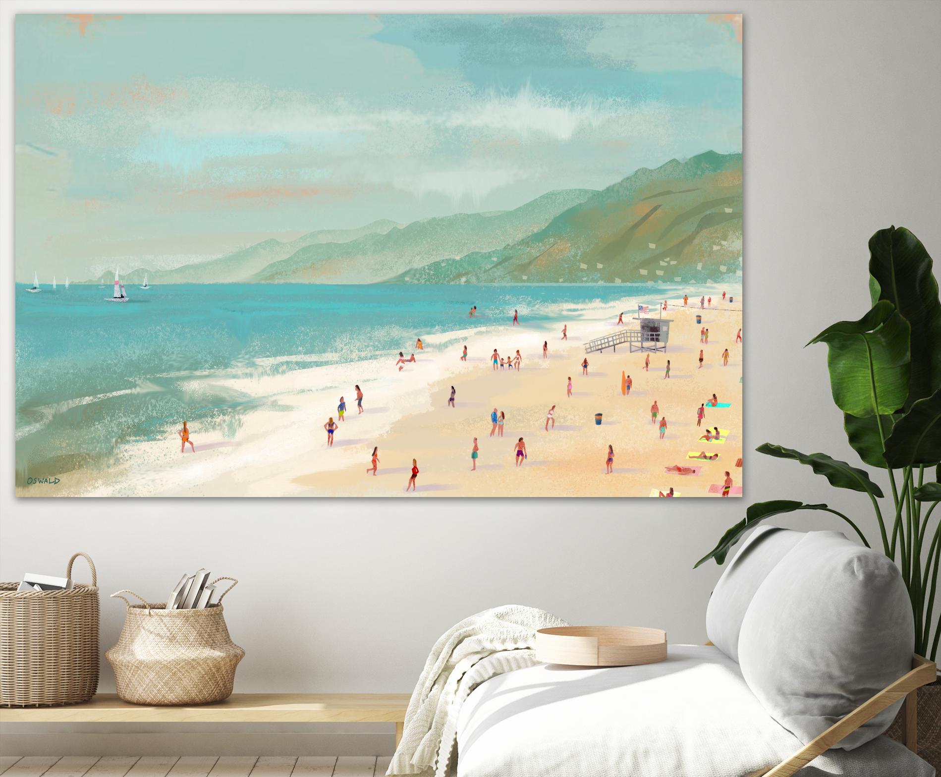Santa Monica Beach by Pete Oswald on GIANT ART - multicolor coastal; landscapes