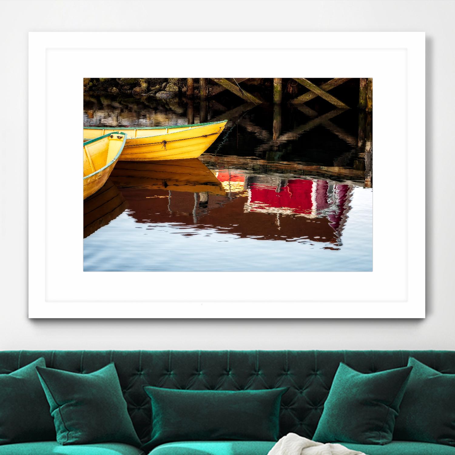 Dories and Reflection by David W. Pollard on GIANT ART - multicolor photography