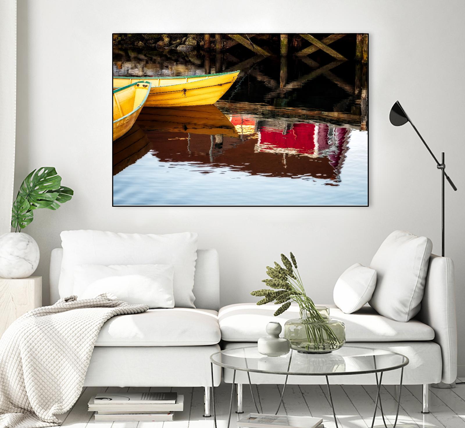 Dories and Reflection by David W. Pollard on GIANT ART - multicolor photography