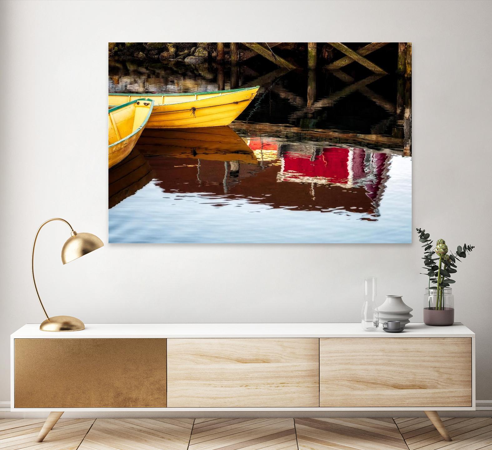 Dories and Reflection by David W. Pollard on GIANT ART - multicolor photography