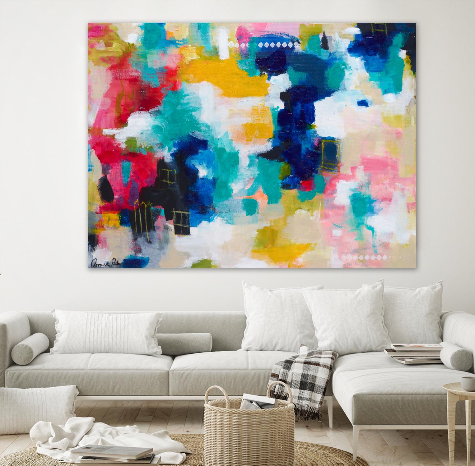 House with a Picket Fence by Amira Rahim on GIANT ART - pink abstract