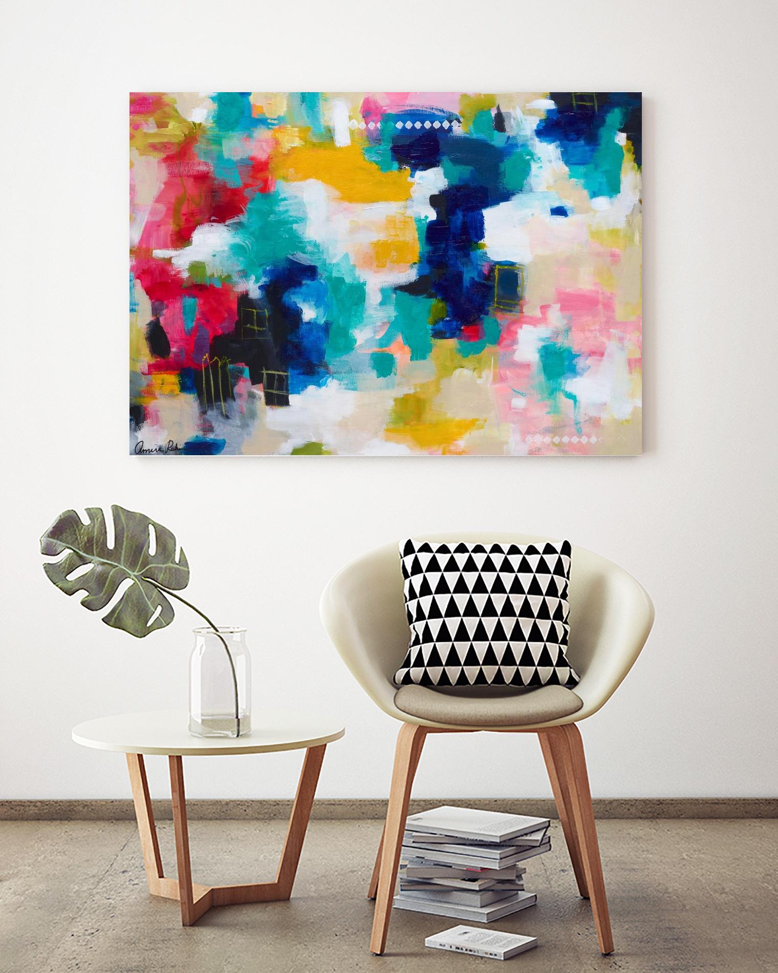 House with a Picket Fence by Amira Rahim on GIANT ART - pink abstract