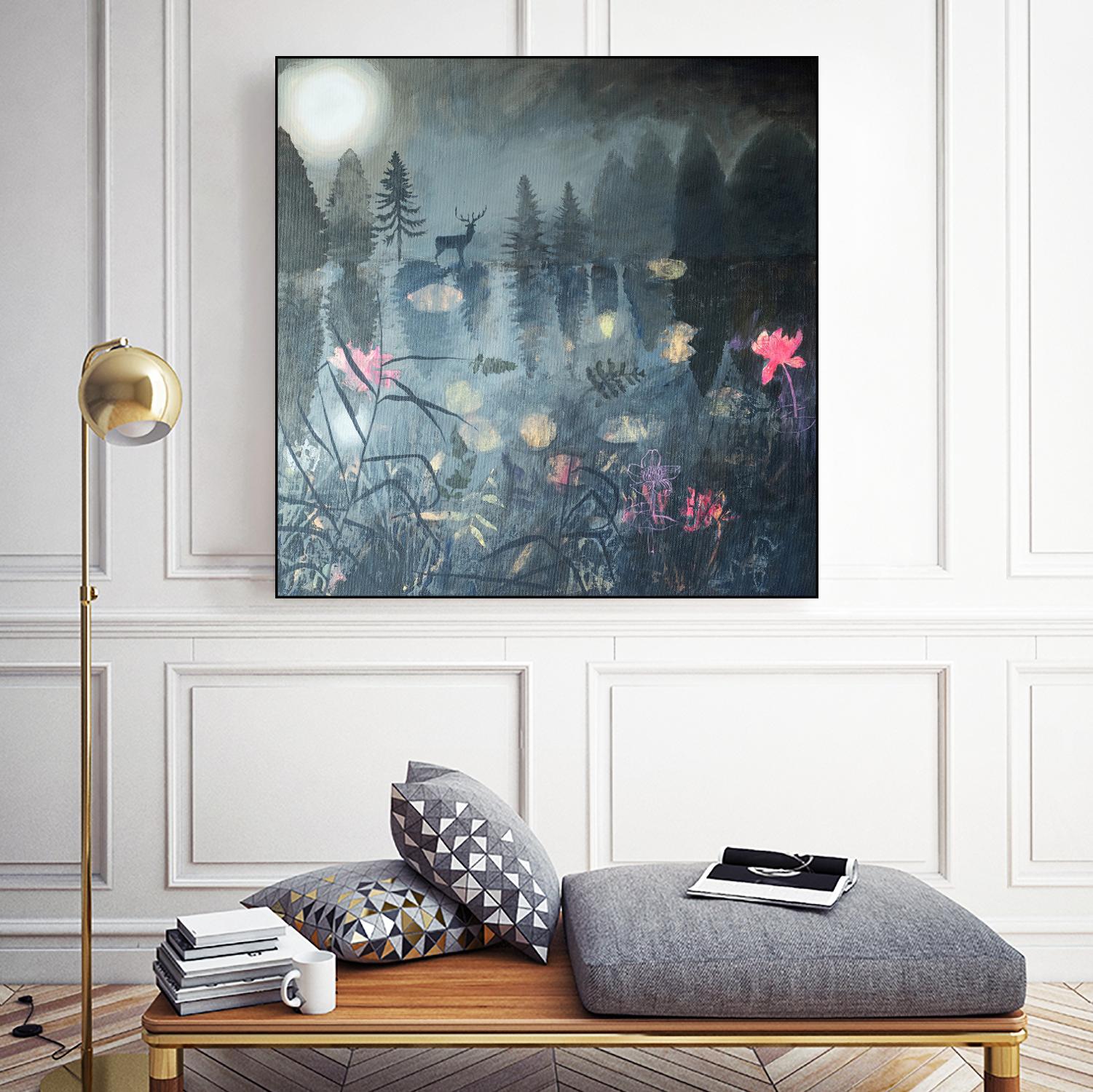 Moonlit Moment by Dawn Stacey on GIANT ART - multicolor contemporary; animals; landscapes