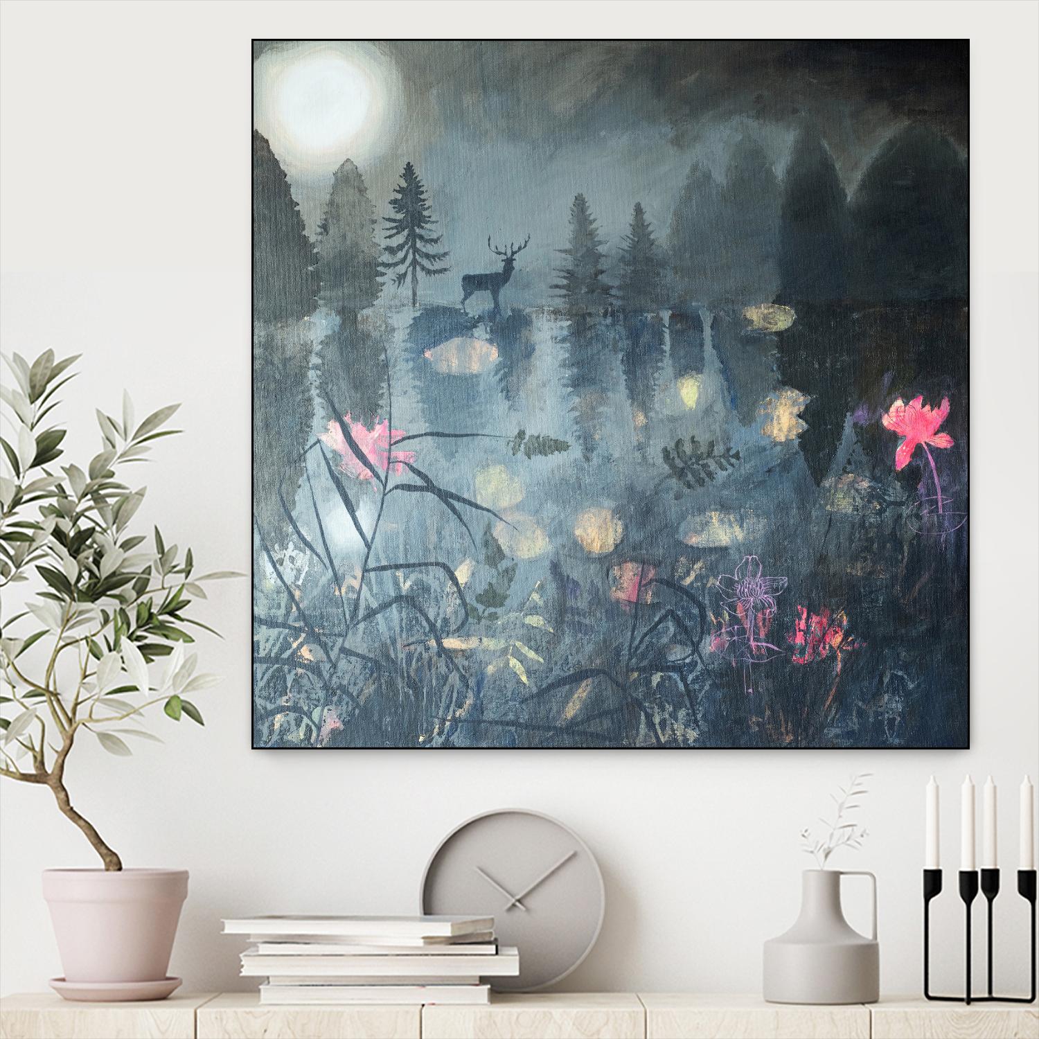 Moonlit Moment by Dawn Stacey on GIANT ART - multicolor contemporary; animals; landscapes