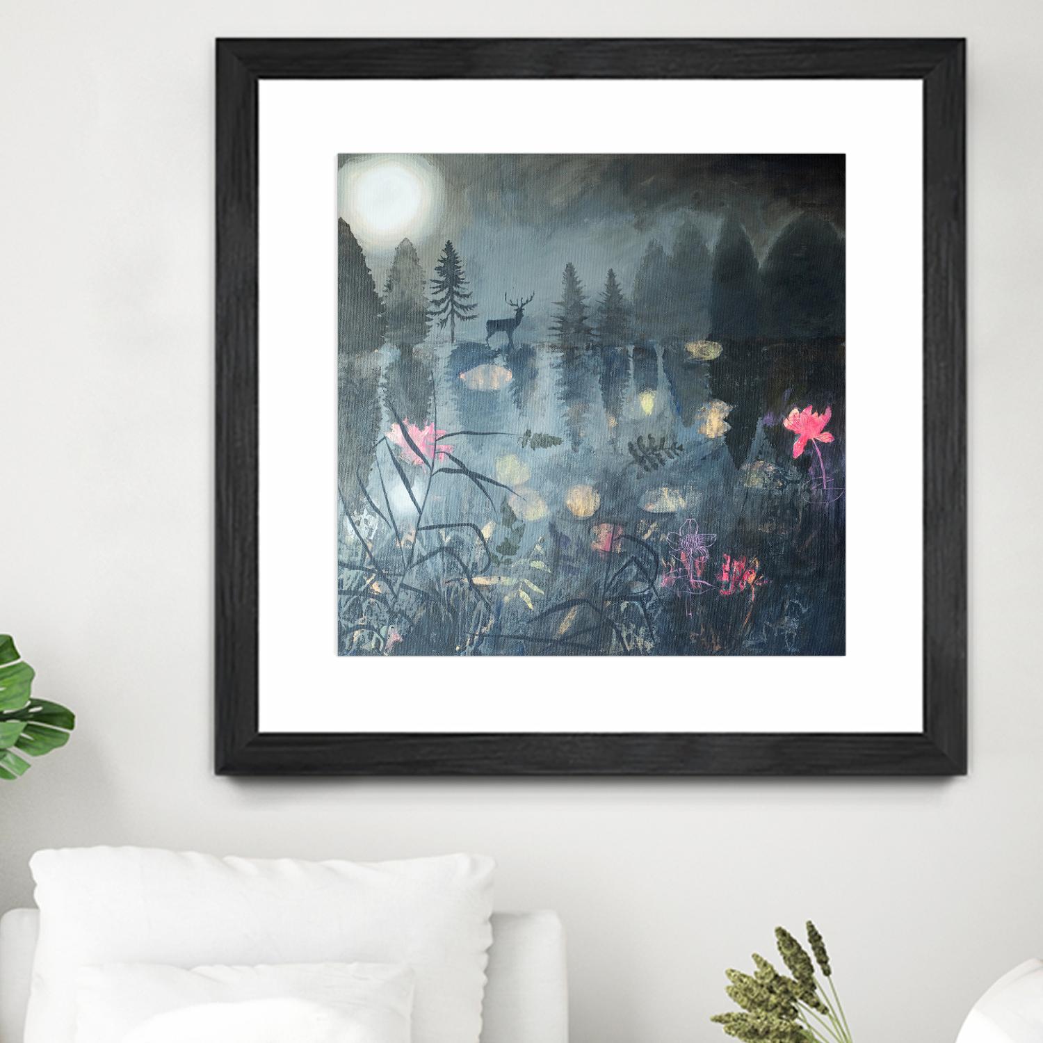 Moonlit Moment by Dawn Stacey on GIANT ART - multicolor contemporary; animals; landscapes