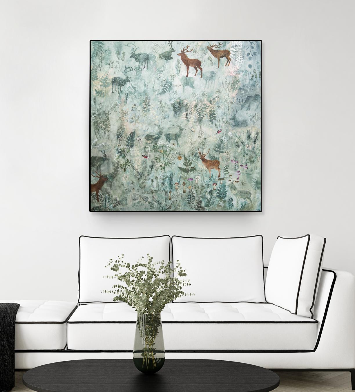 Stags in Mist by Dawn Stacey on GIANT ART - multicolor contemporary; animals
