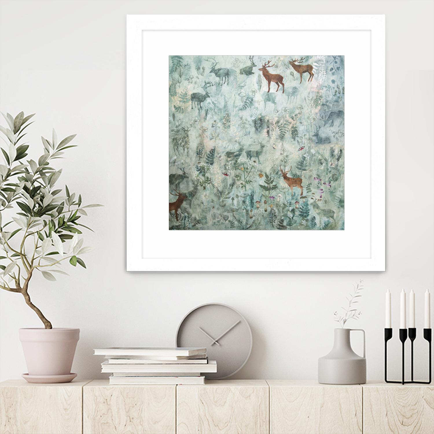 Stags in Mist by Dawn Stacey on GIANT ART - multicolor contemporary; animals