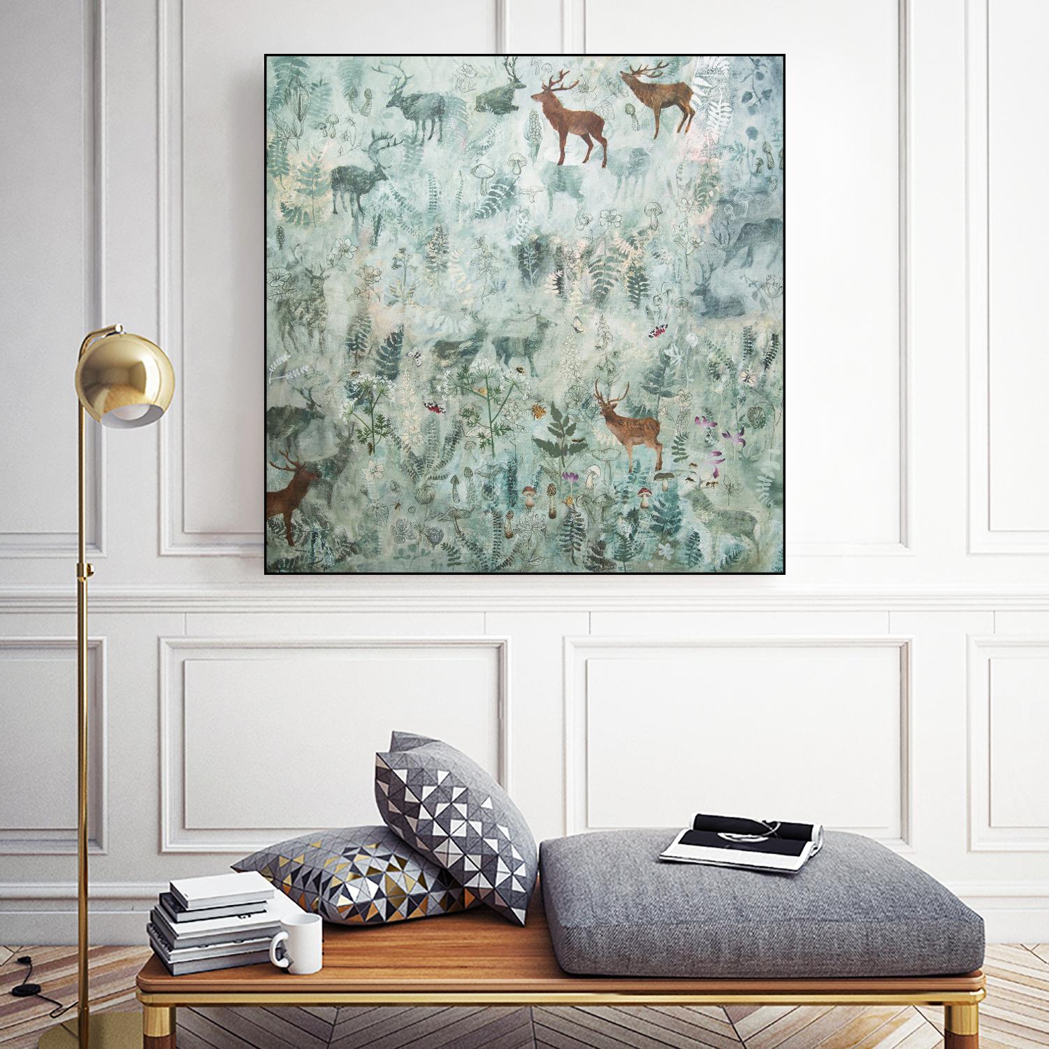 Stags in Mist by Dawn Stacey on GIANT ART - multicolor contemporary; animals