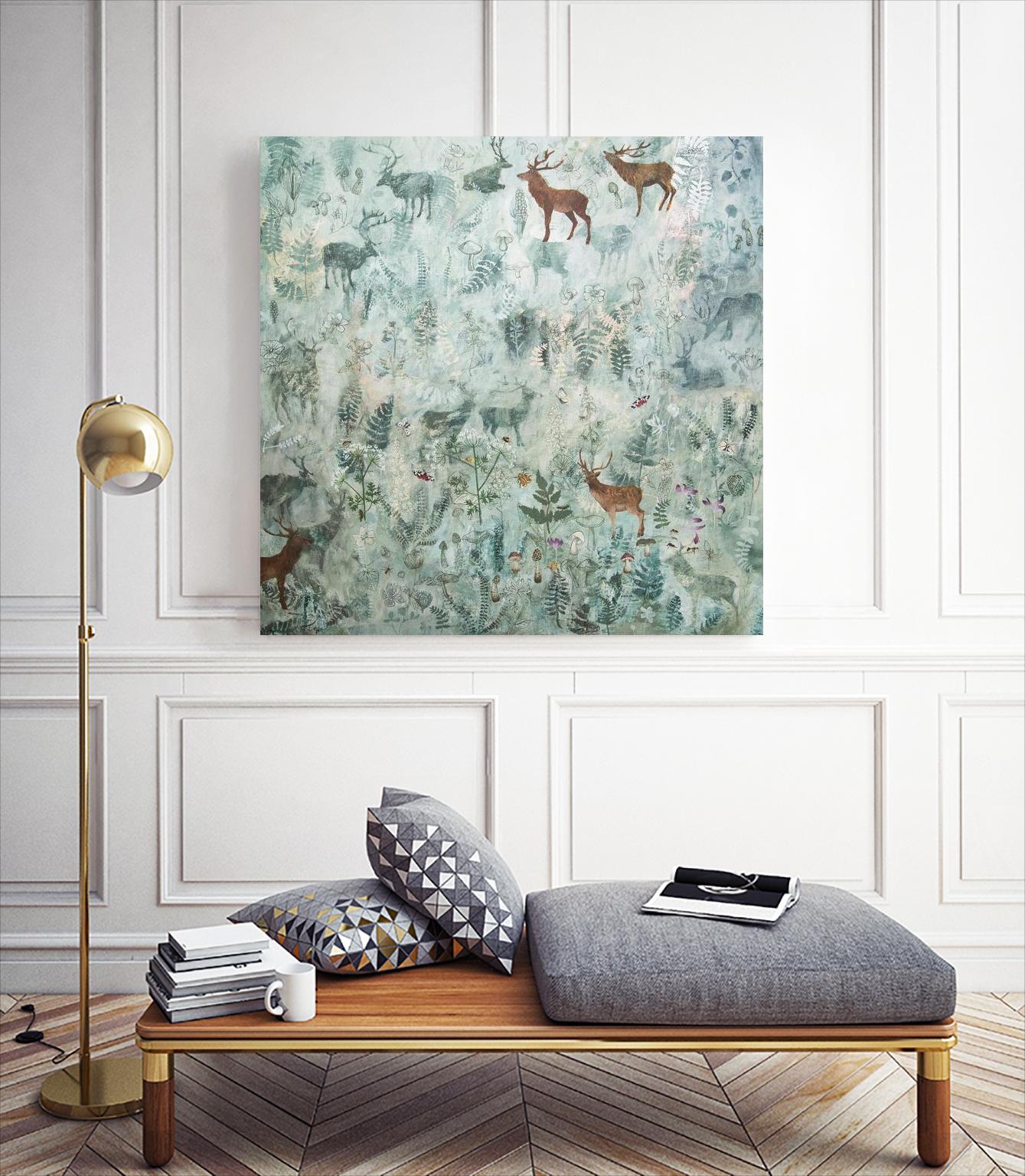 Stags in Mist by Dawn Stacey on GIANT ART - multicolor contemporary; animals