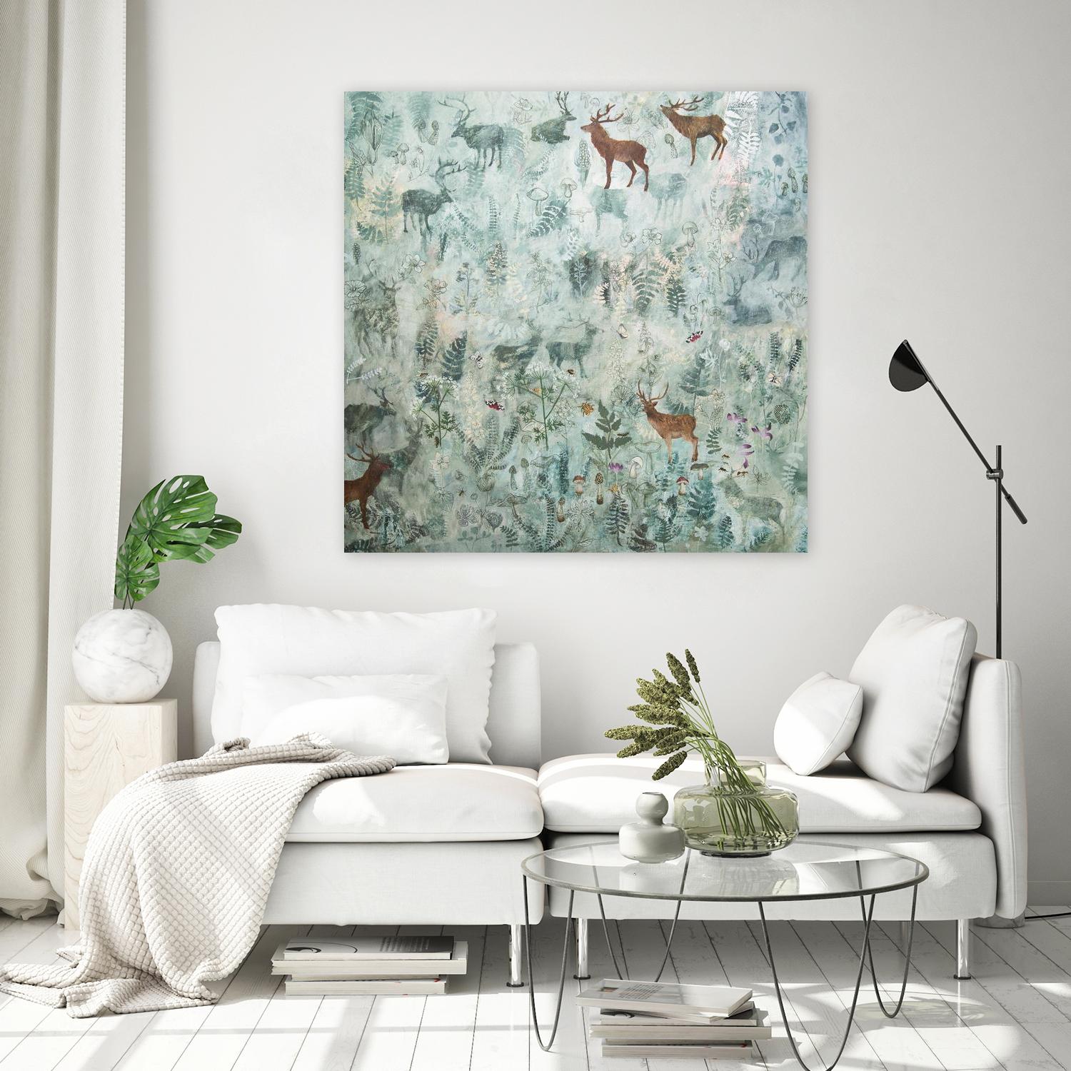 Stags in Mist by Dawn Stacey on GIANT ART - multicolor contemporary; animals