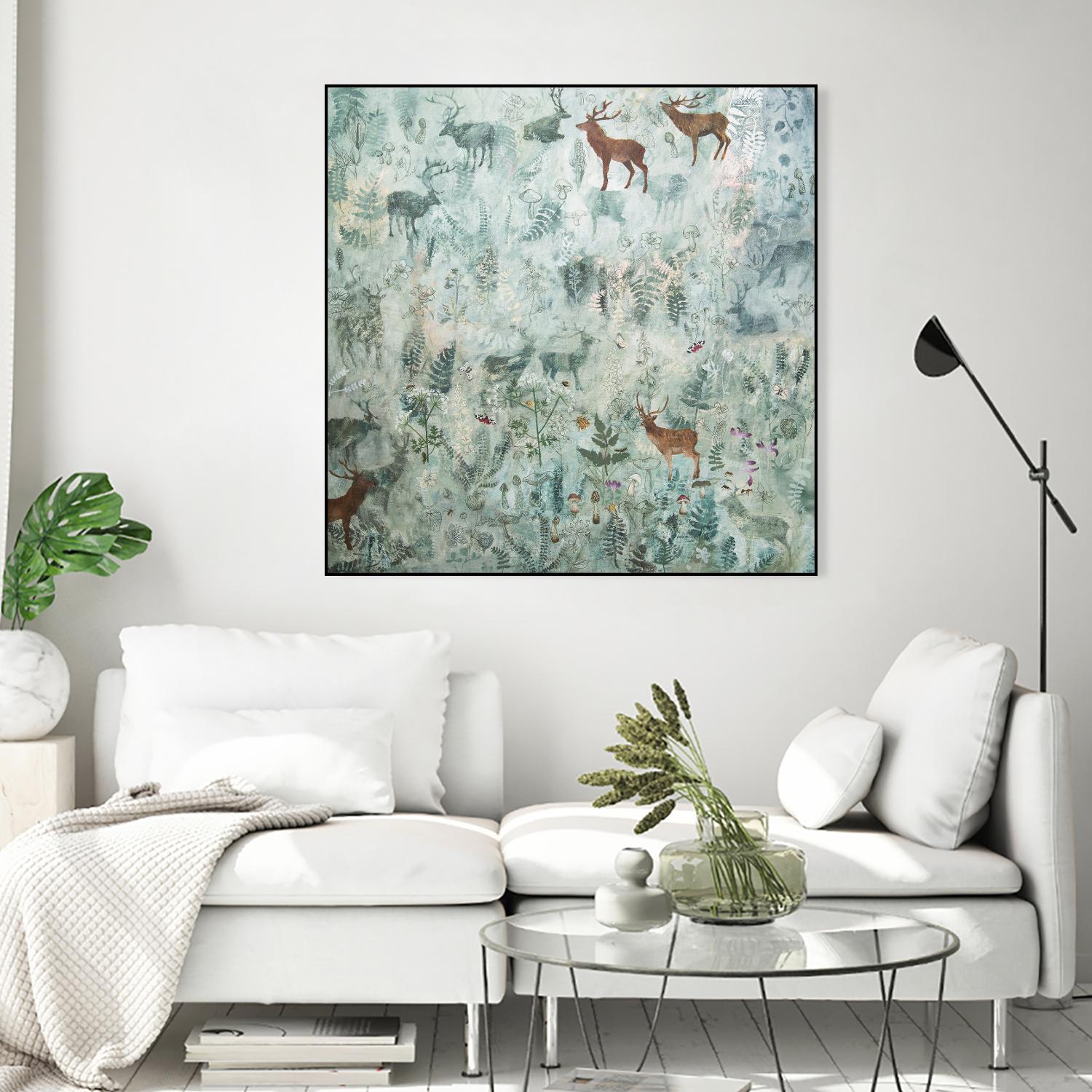 Stags in Mist by Dawn Stacey on GIANT ART - multicolor contemporary; animals