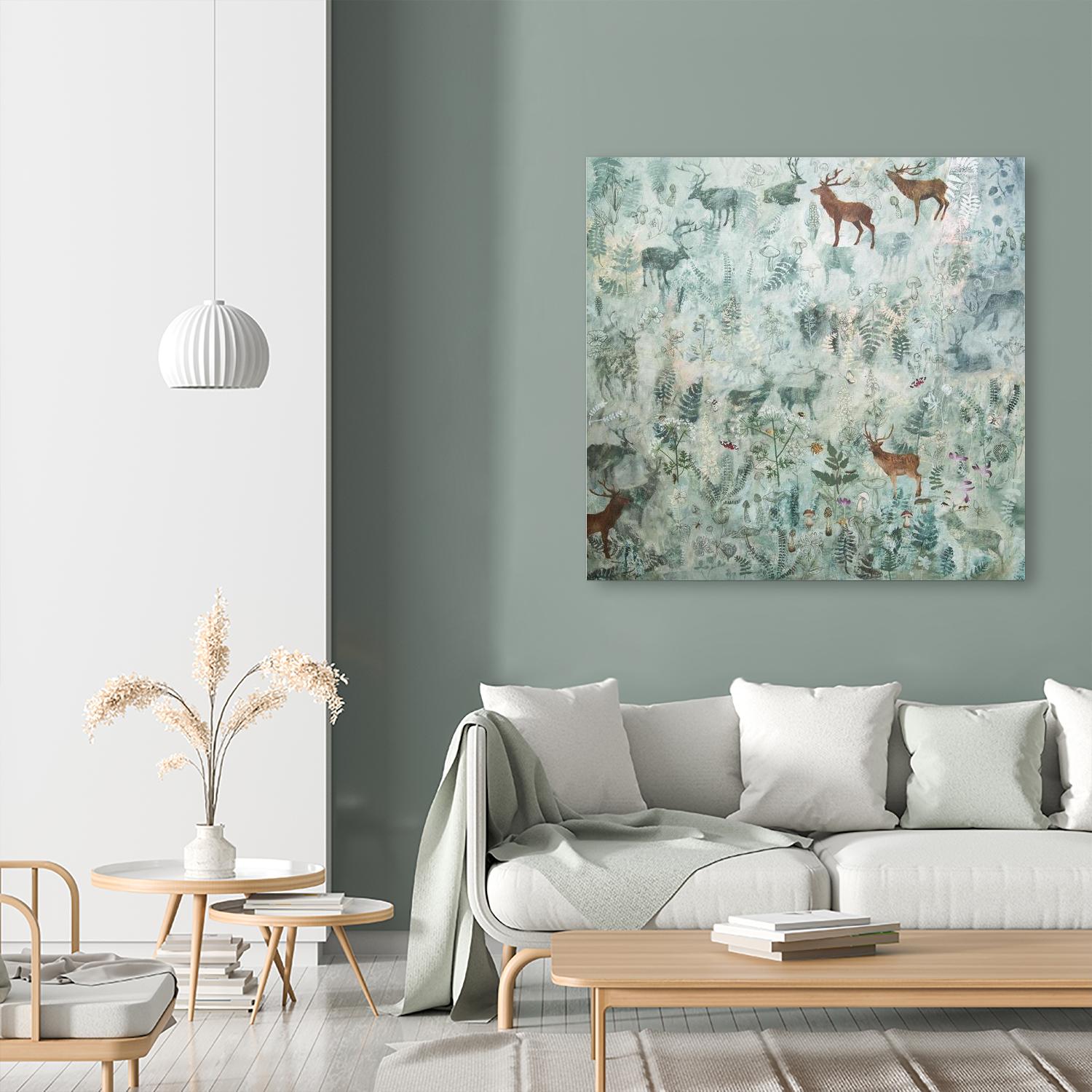 Stags in Mist by Dawn Stacey on GIANT ART - multicolor contemporary; animals