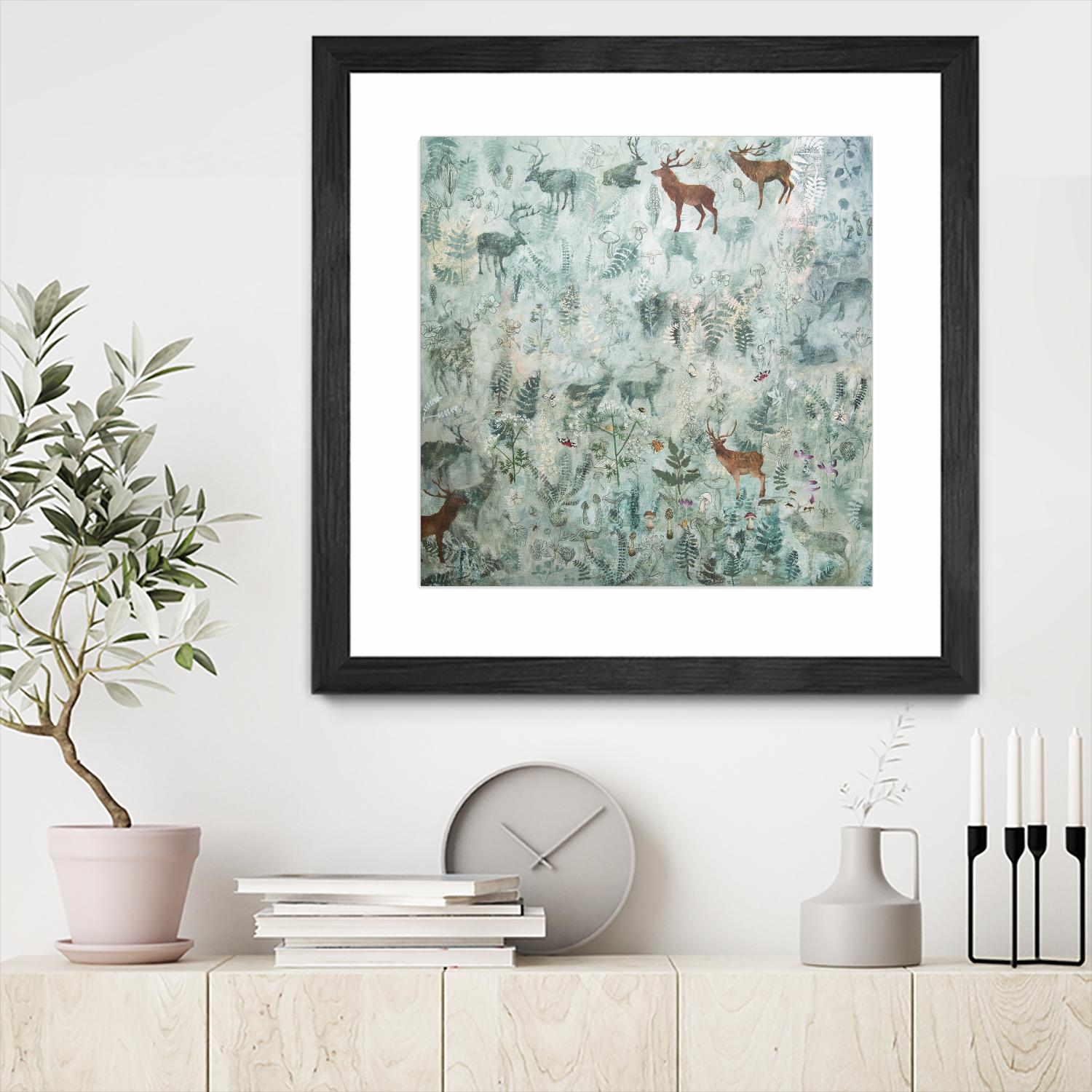 Stags in Mist by Dawn Stacey on GIANT ART - multicolor contemporary; animals