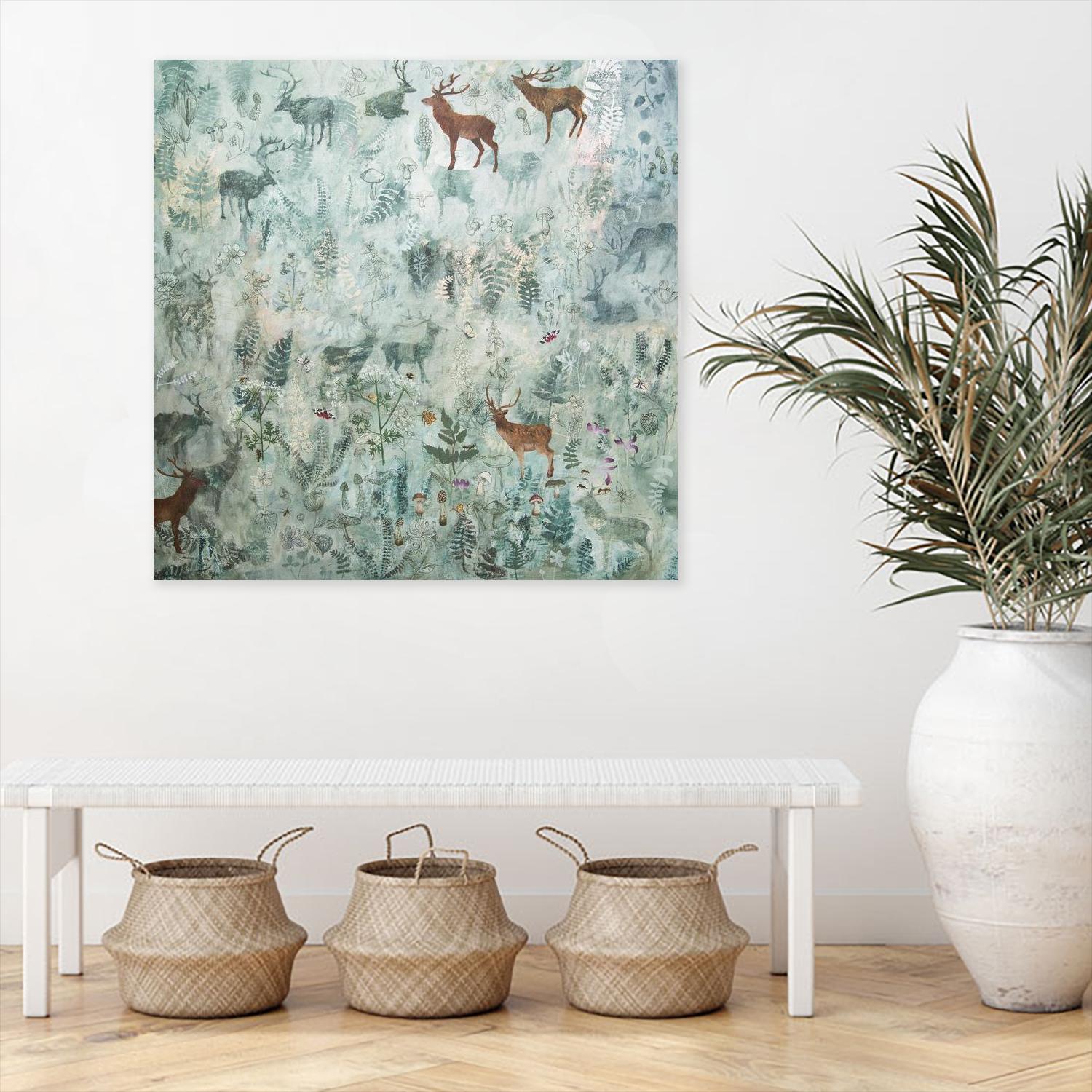 Stags in Mist by Dawn Stacey on GIANT ART - multicolor contemporary; animals