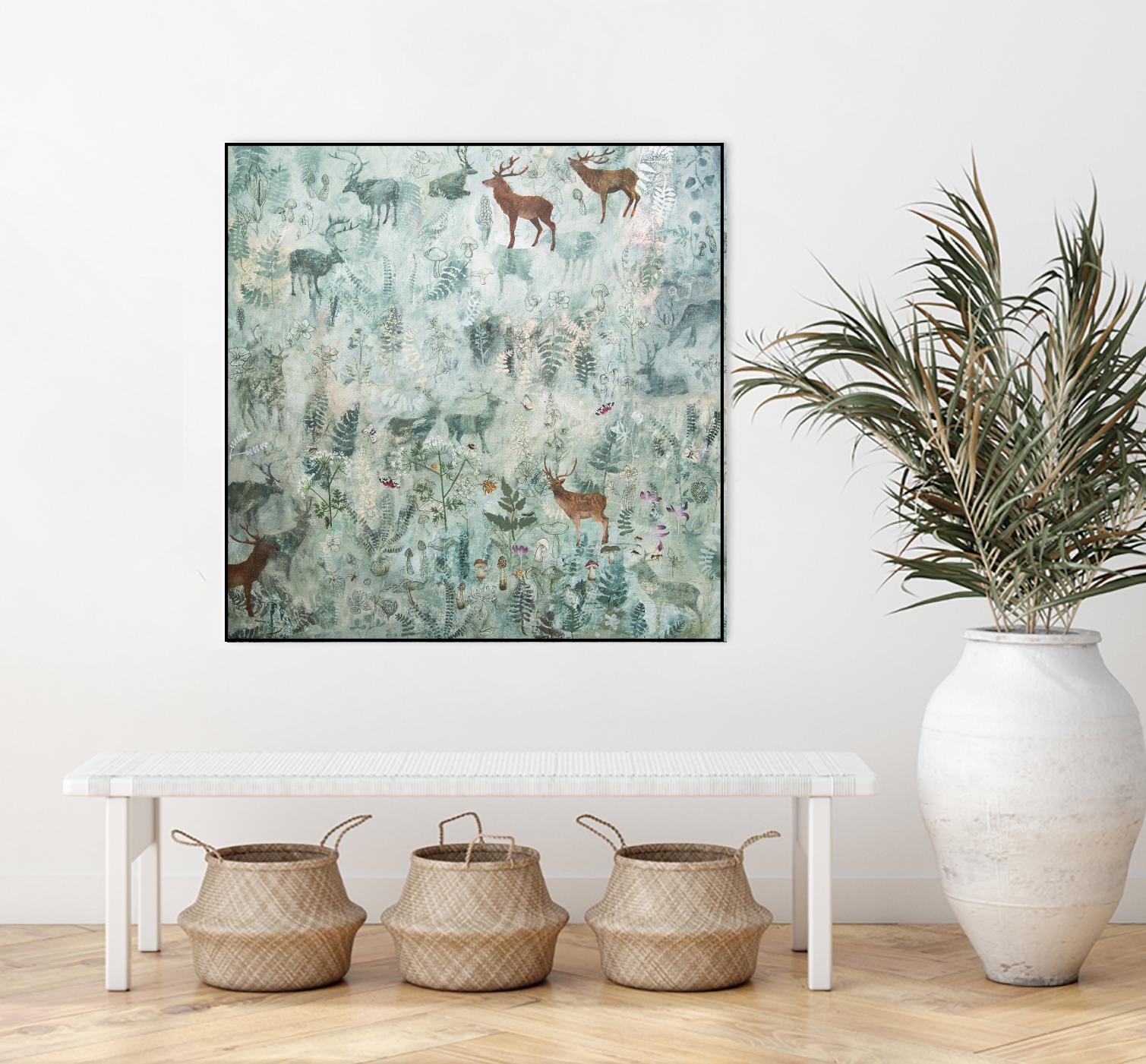 Stags in Mist by Dawn Stacey on GIANT ART - multicolor contemporary; animals