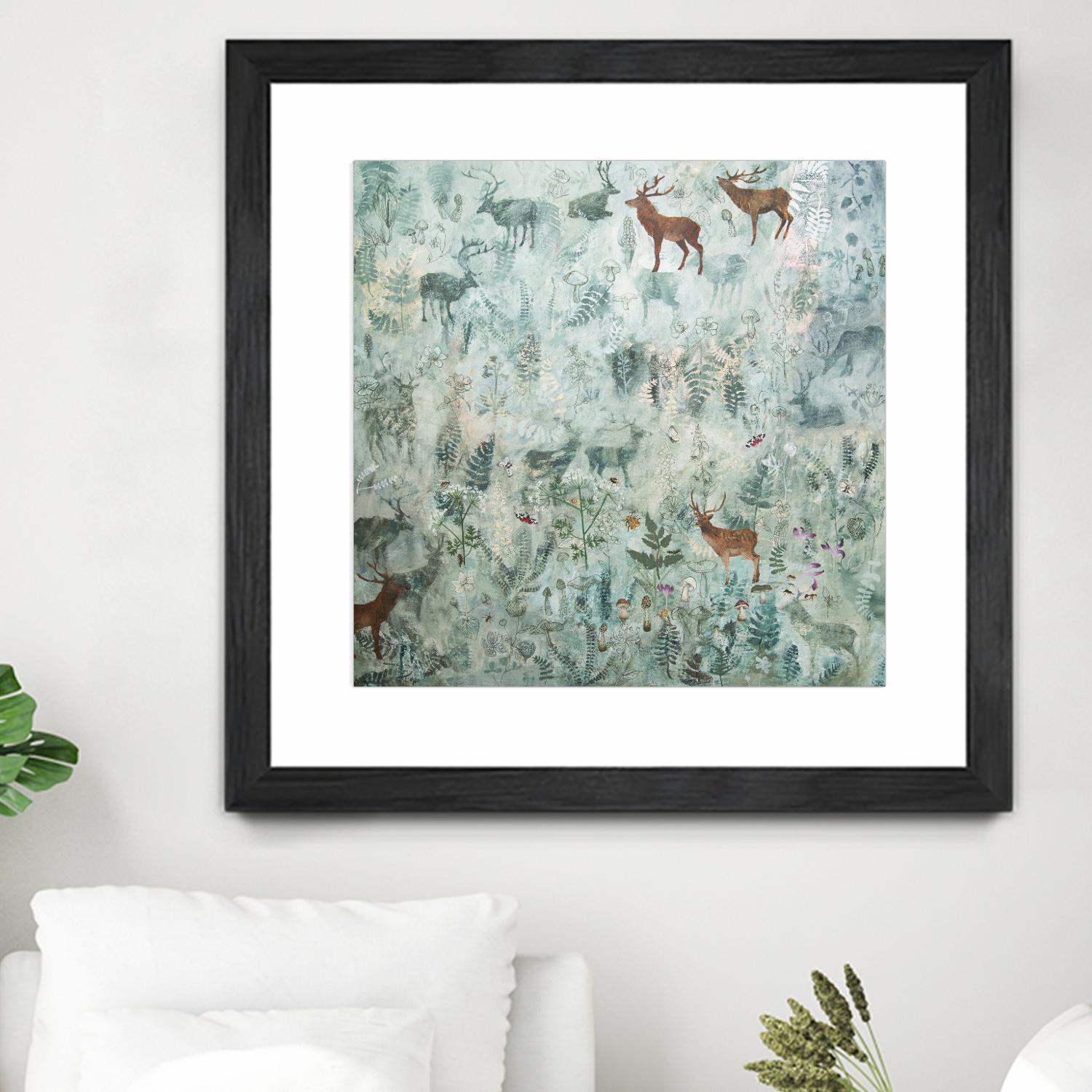 Stags in Mist by Dawn Stacey on GIANT ART - multicolor contemporary; animals