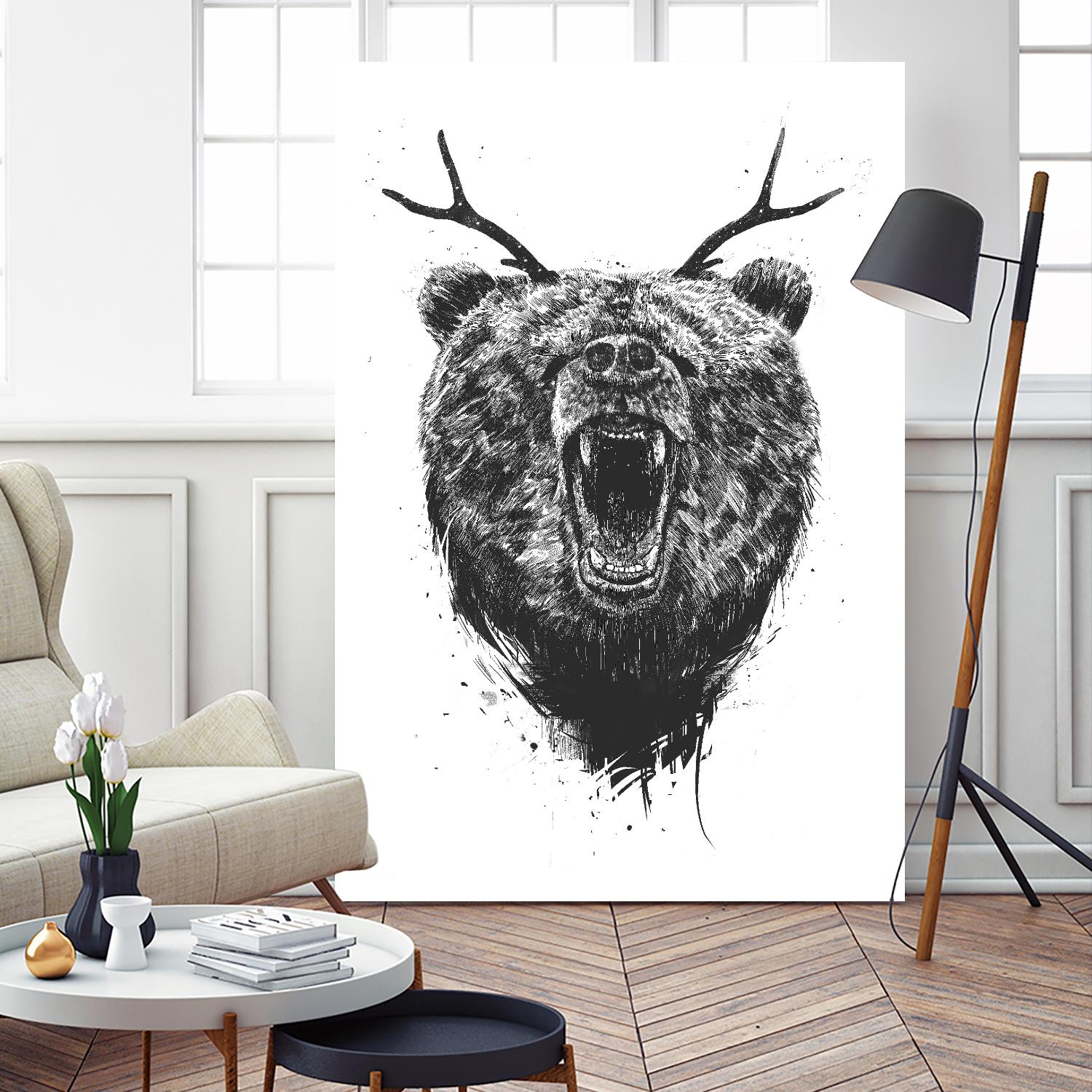 Angry Bear With Antlers by Balazs Solti on GIANT ART - multicolor urban/pop surrealism