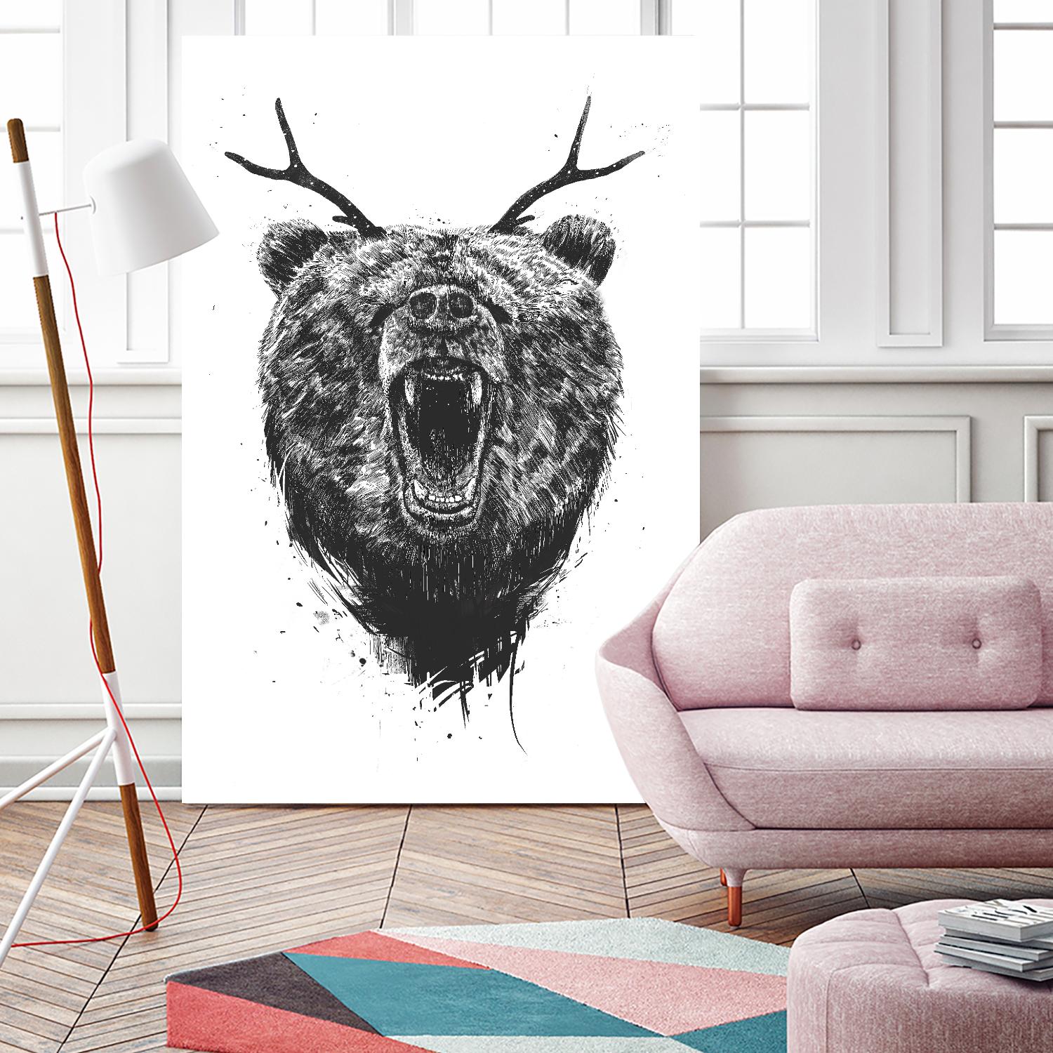 Angry Bear With Antlers by Balazs Solti on GIANT ART - multicolor urban/pop surrealism