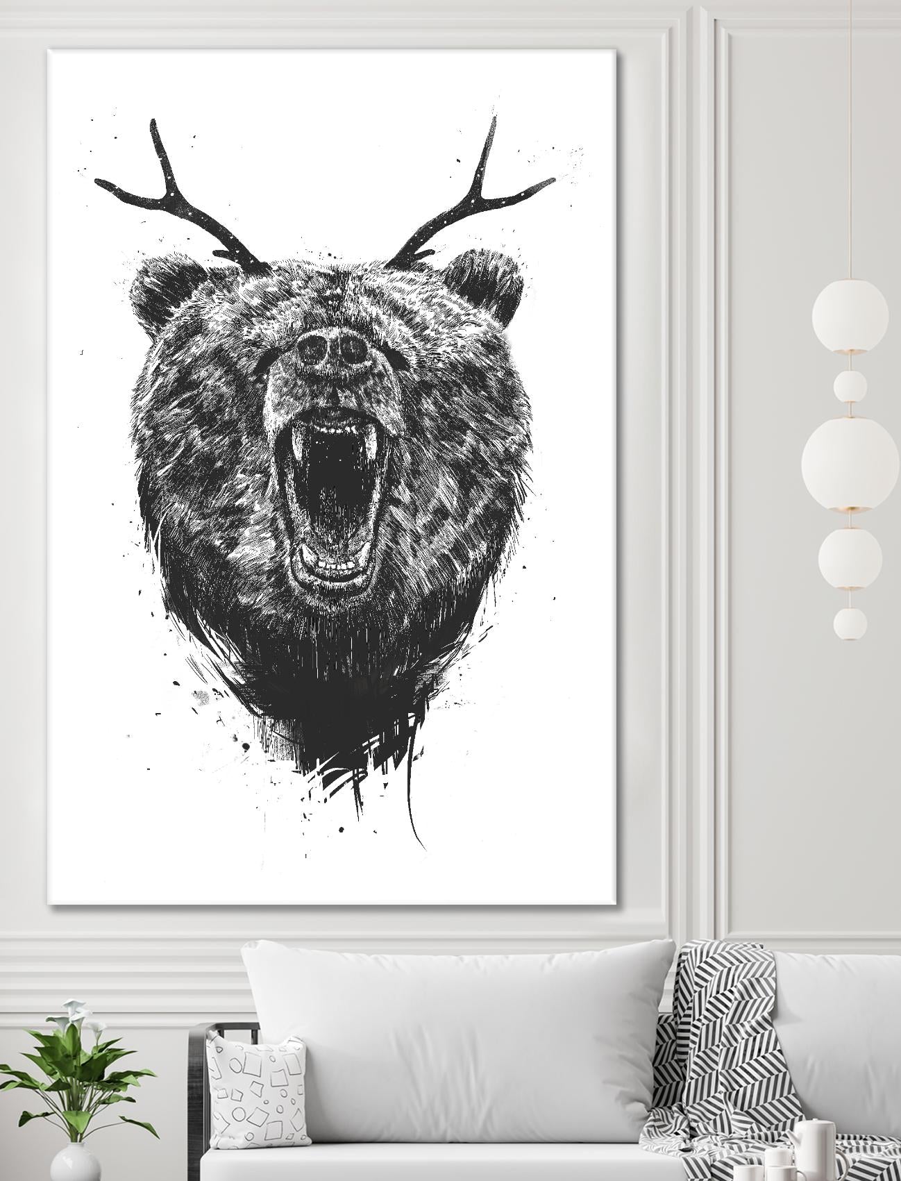 Angry Bear With Antlers by Balazs Solti on GIANT ART - multicolor urban/pop surrealism