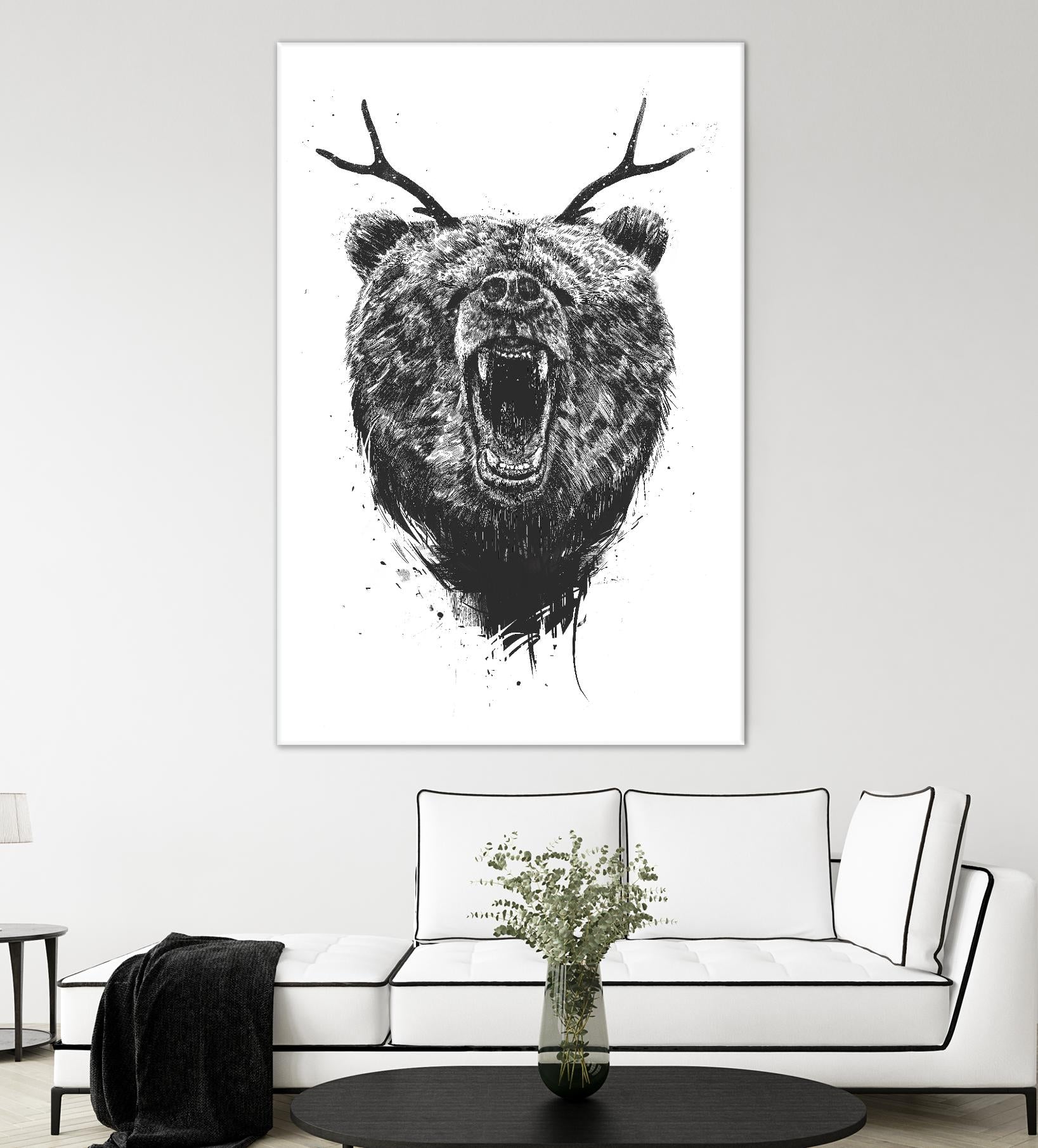 Angry Bear With Antlers by Balazs Solti on GIANT ART - multicolor urban/pop surrealism