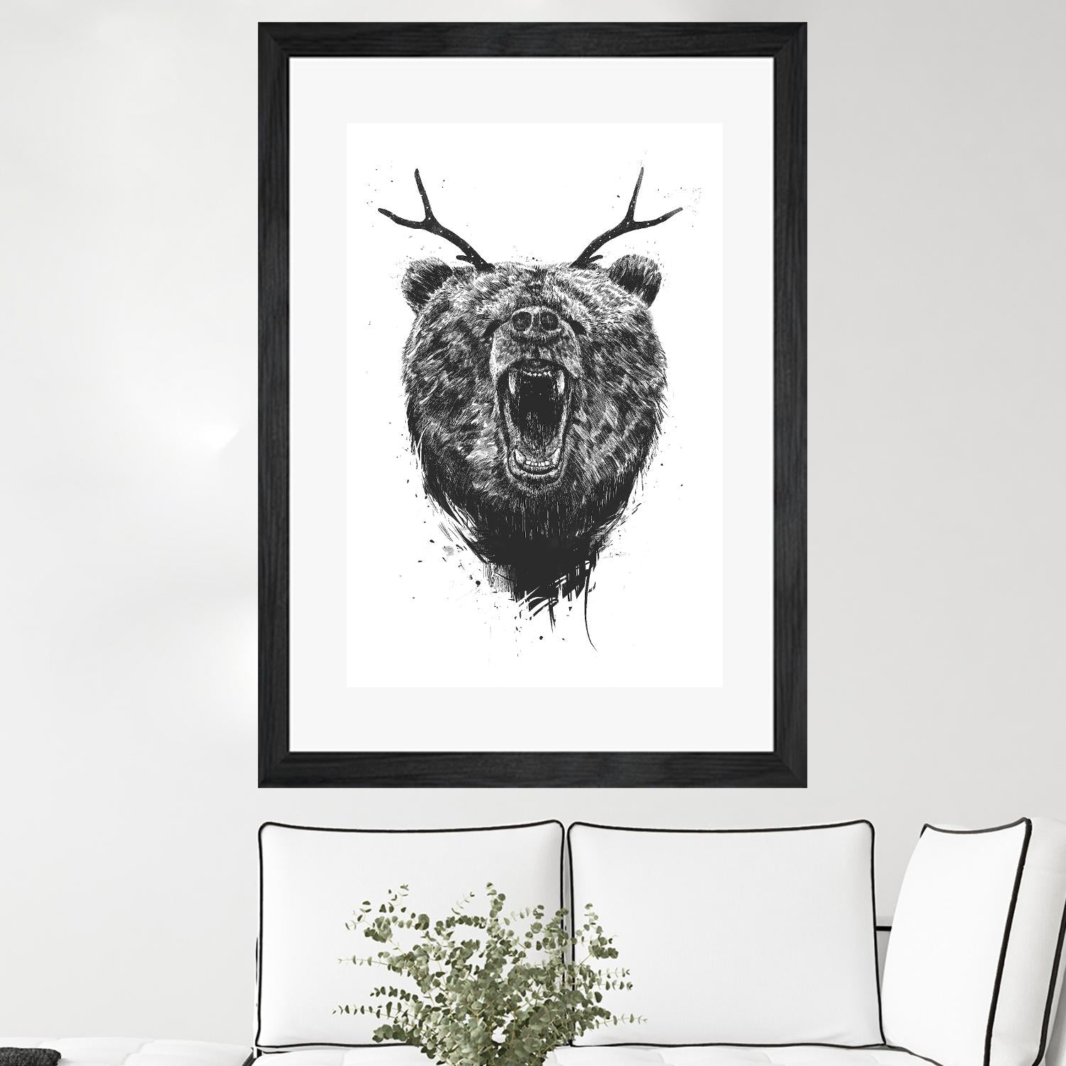 Angry Bear With Antlers by Balazs Solti on GIANT ART - multicolor urban/pop surrealism