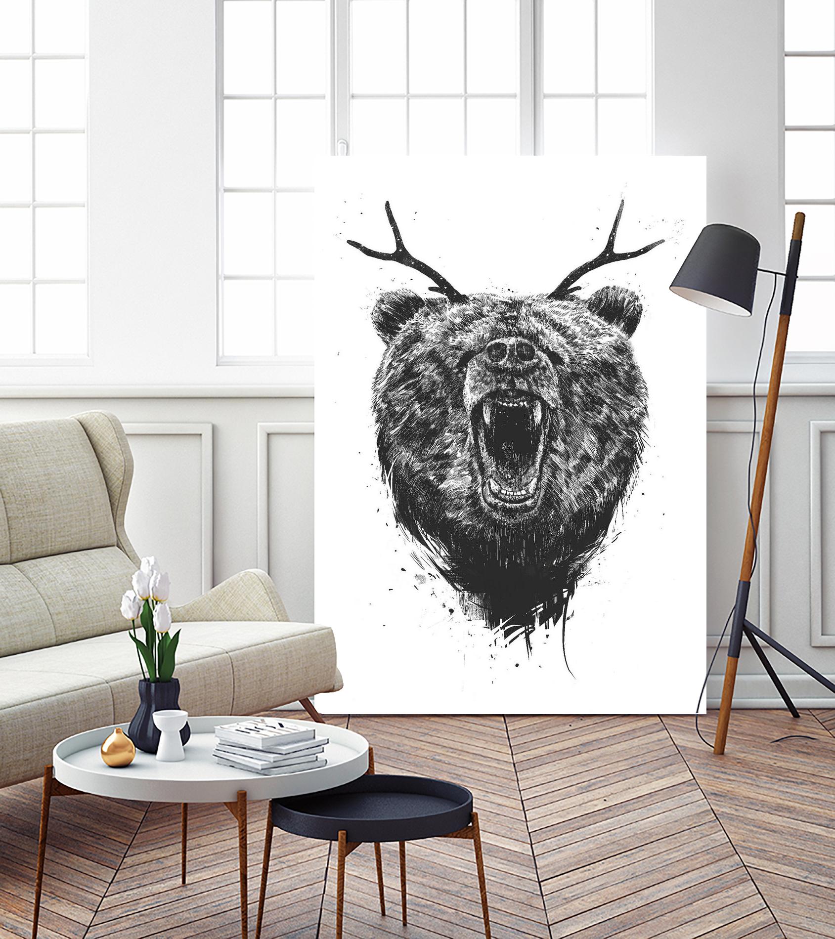 Angry Bear With Antlers by Balazs Solti on GIANT ART - multicolor urban/pop surrealism