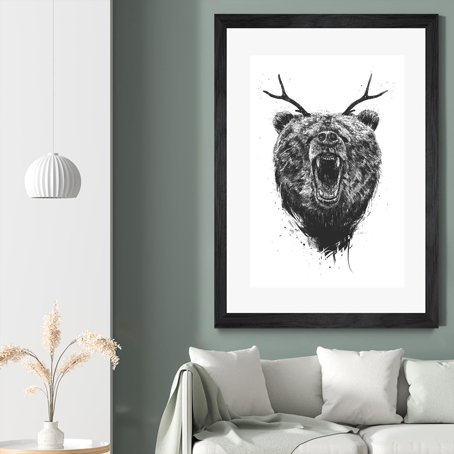 Angry Bear With Antlers by Balazs Solti on GIANT ART - multicolor urban/pop surrealism