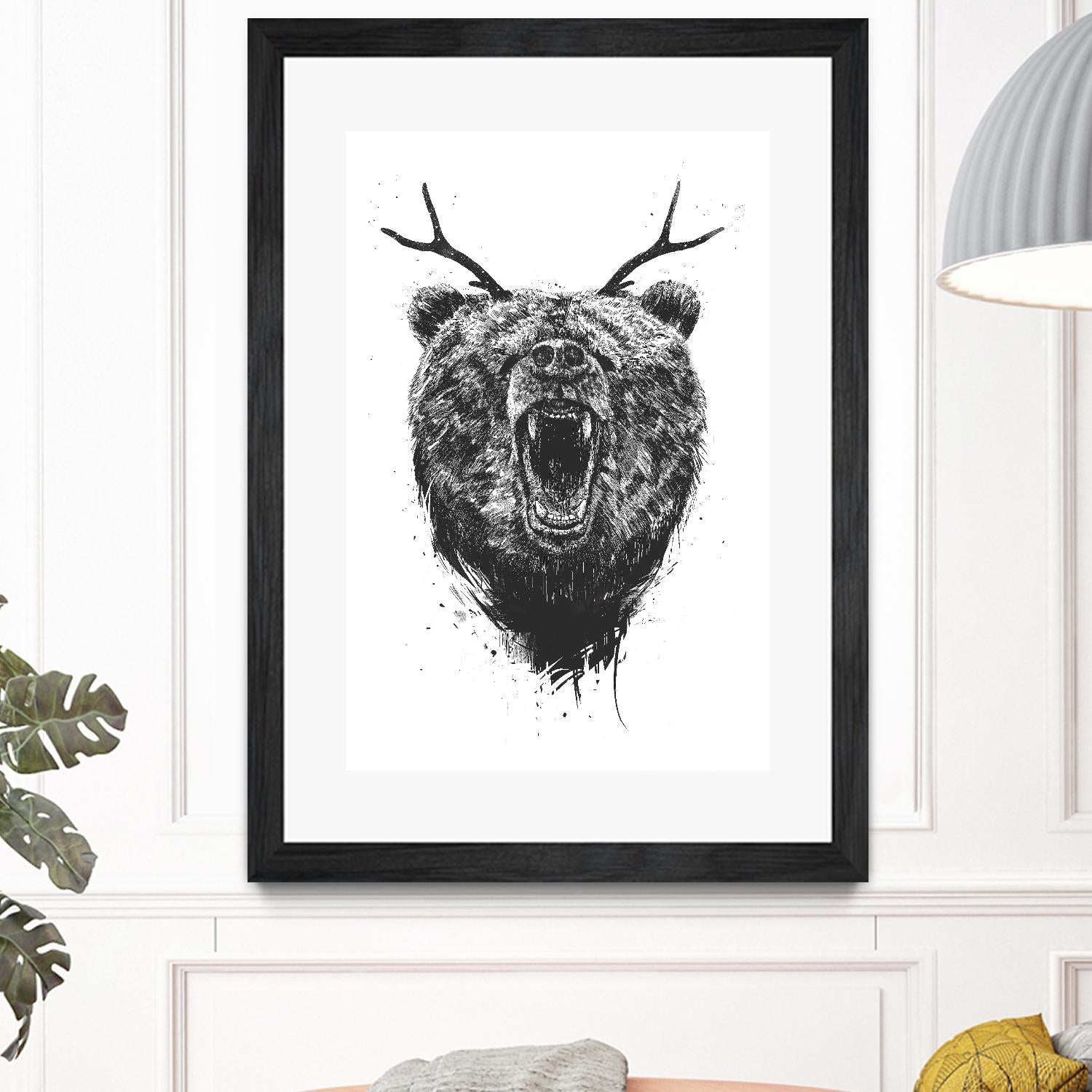 Angry Bear With Antlers by Balazs Solti on GIANT ART - multicolor urban/pop surrealism