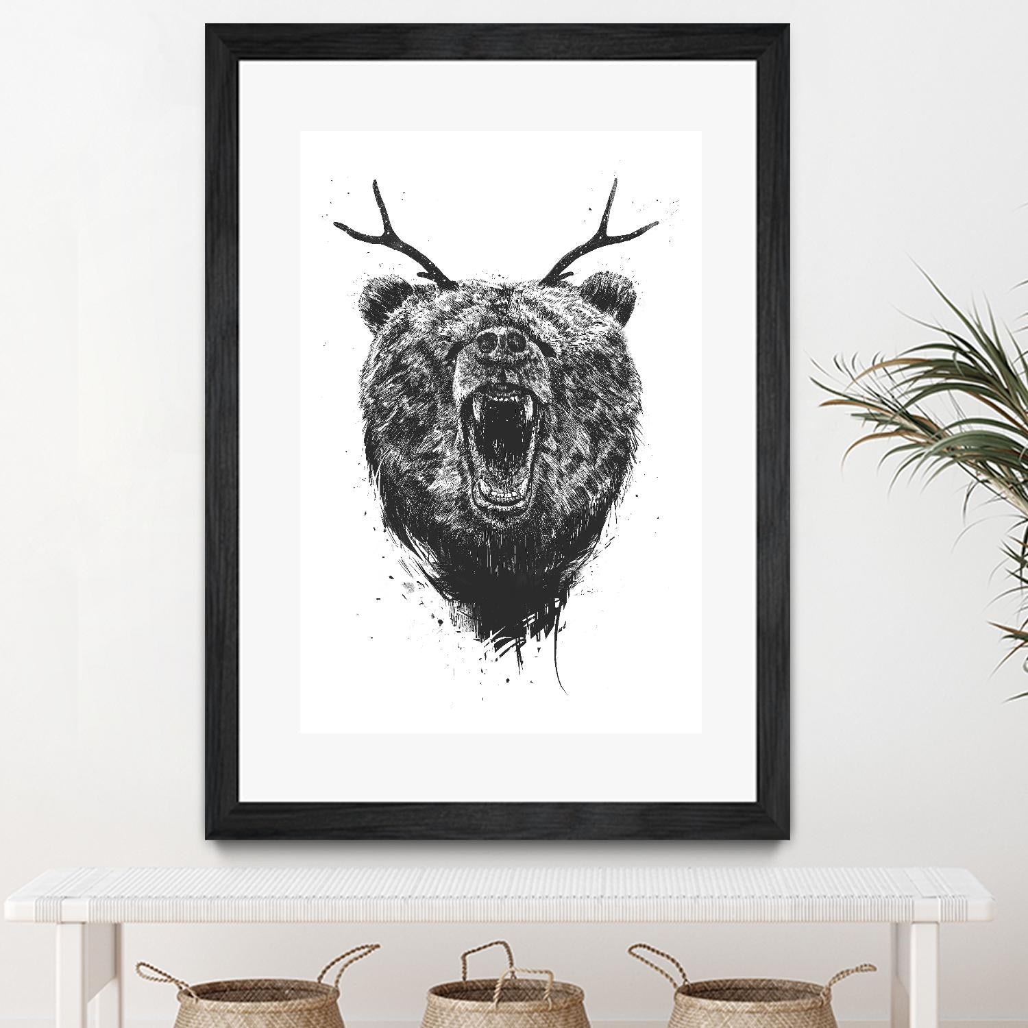 Angry Bear With Antlers by Balazs Solti on GIANT ART - multicolor urban/pop surrealism