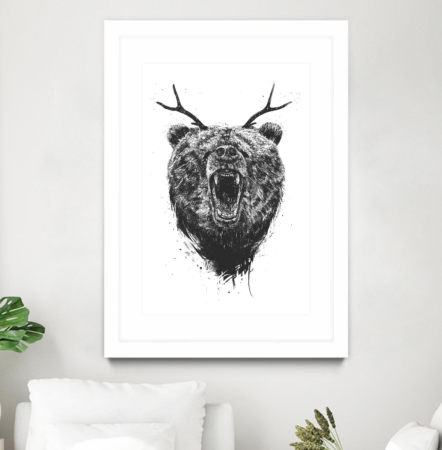Angry Bear With Antlers by Balazs Solti on GIANT ART - multicolor urban/pop surrealism