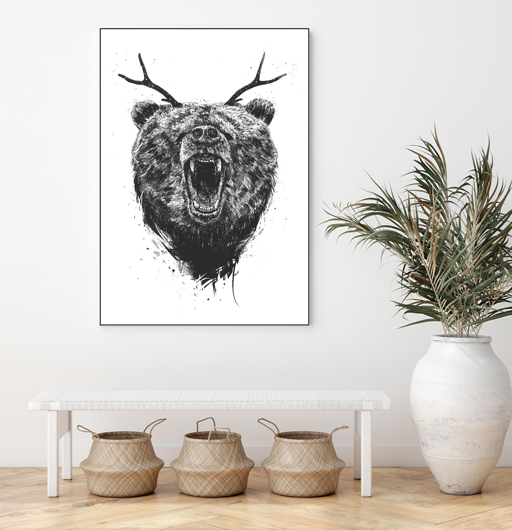 Angry Bear With Antlers by Balazs Solti on GIANT ART - multicolor urban/pop surrealism