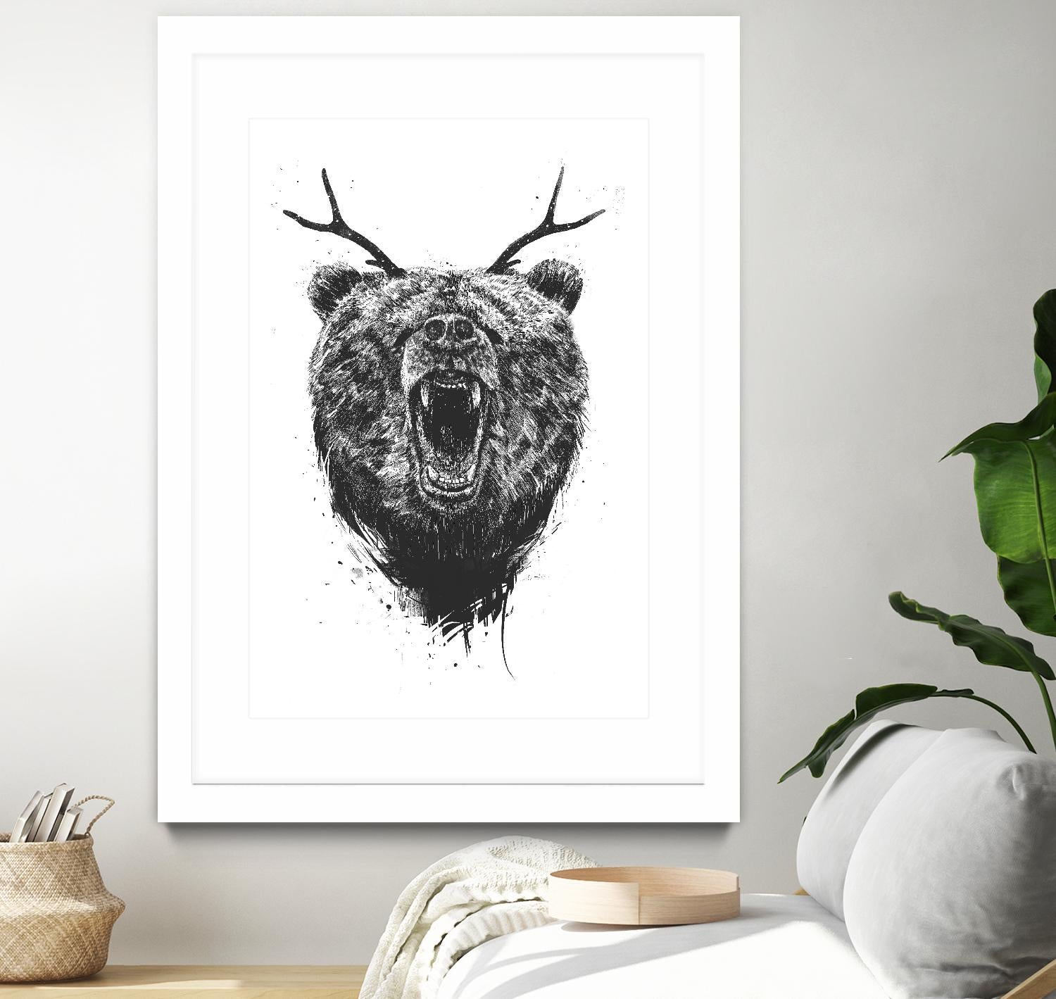 Angry Bear With Antlers by Balazs Solti on GIANT ART - multicolor urban/pop surrealism
