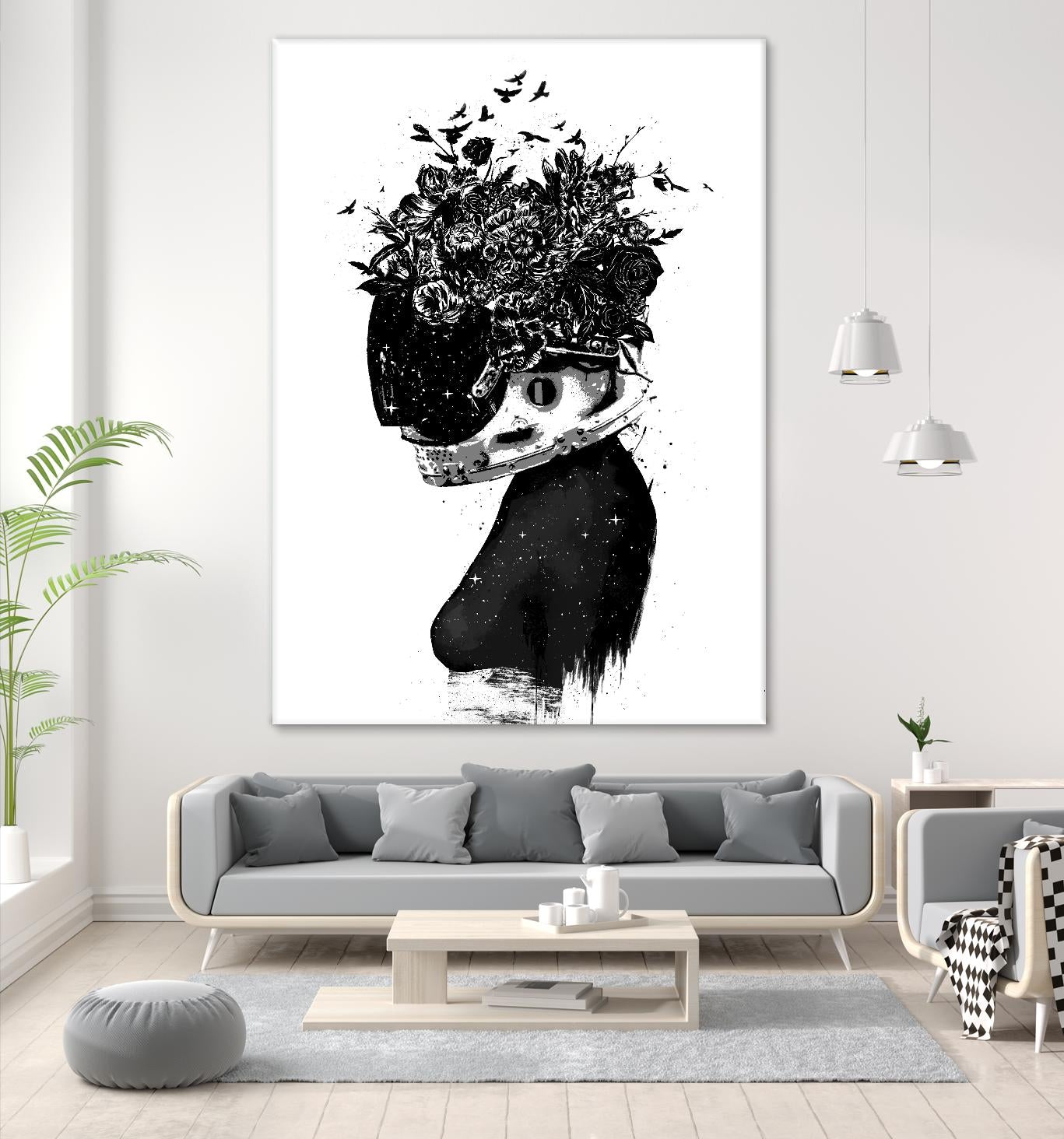 Hybrid Girl by Balazs Solti on GIANT ART - black,white contemporary, figurative, urban/pop surrealism, flowers, silhouettes