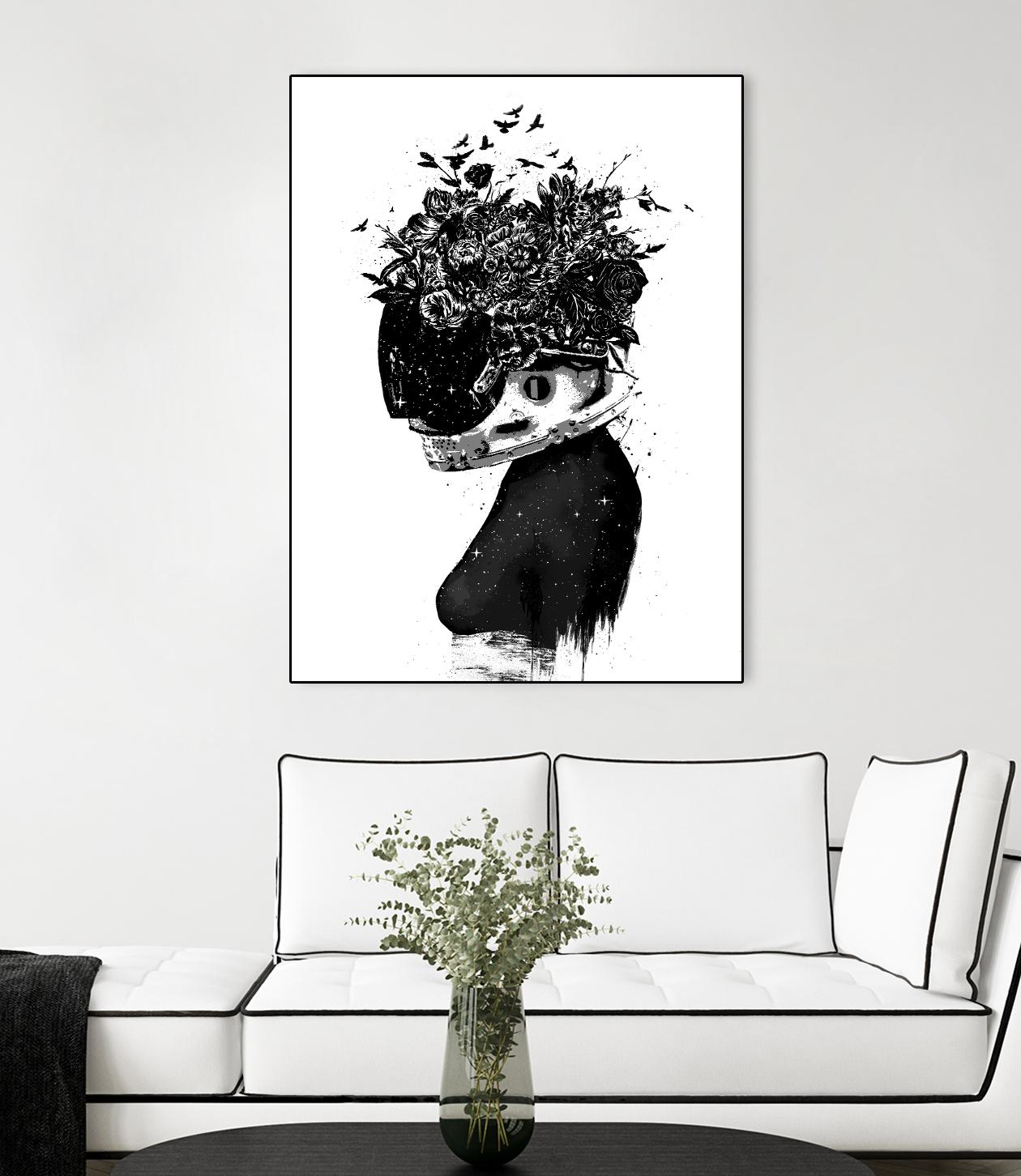 Hybrid Girl by Balazs Solti on GIANT ART - black,white contemporary, figurative, urban/pop surrealism, flowers, silhouettes