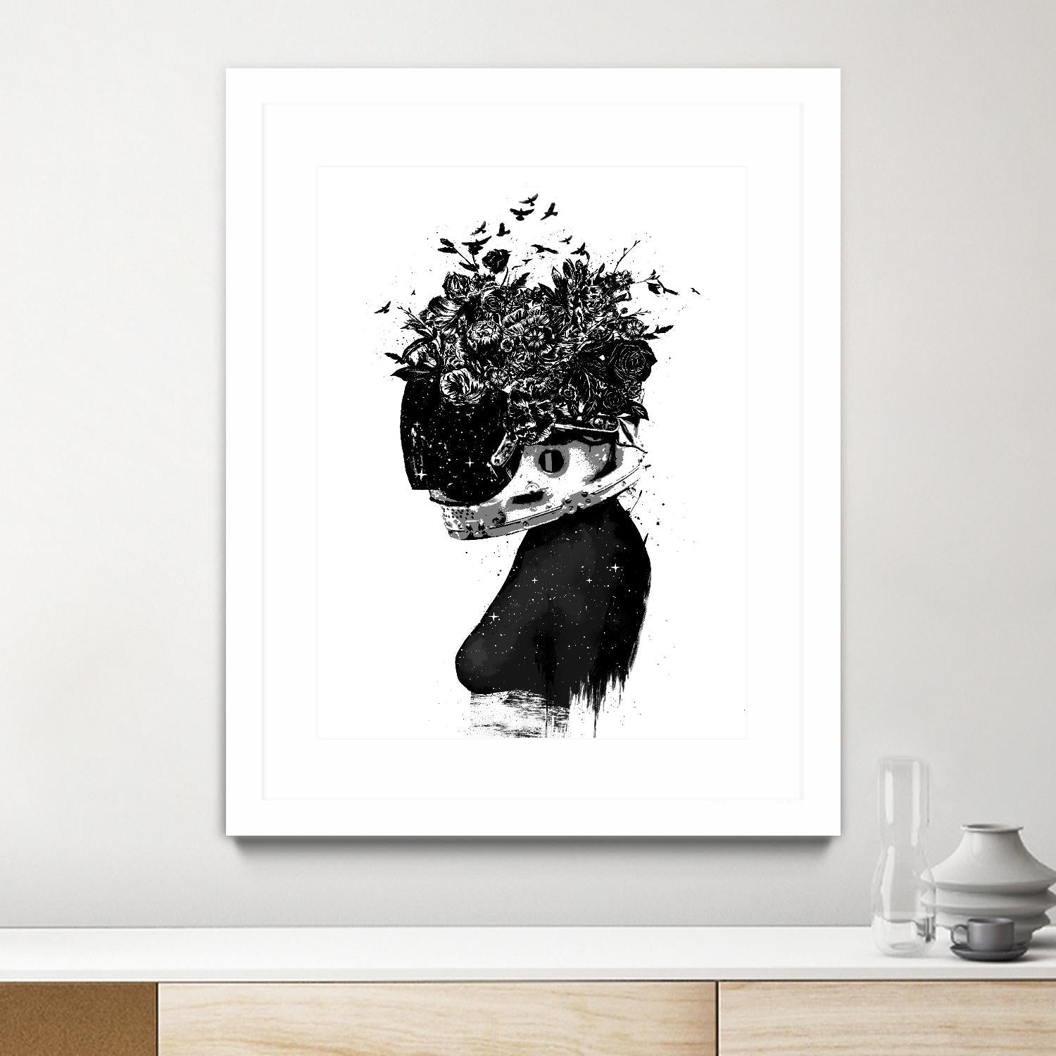Hybrid Girl by Balazs Solti on GIANT ART - black,white contemporary, figurative, urban/pop surrealism, flowers, silhouettes