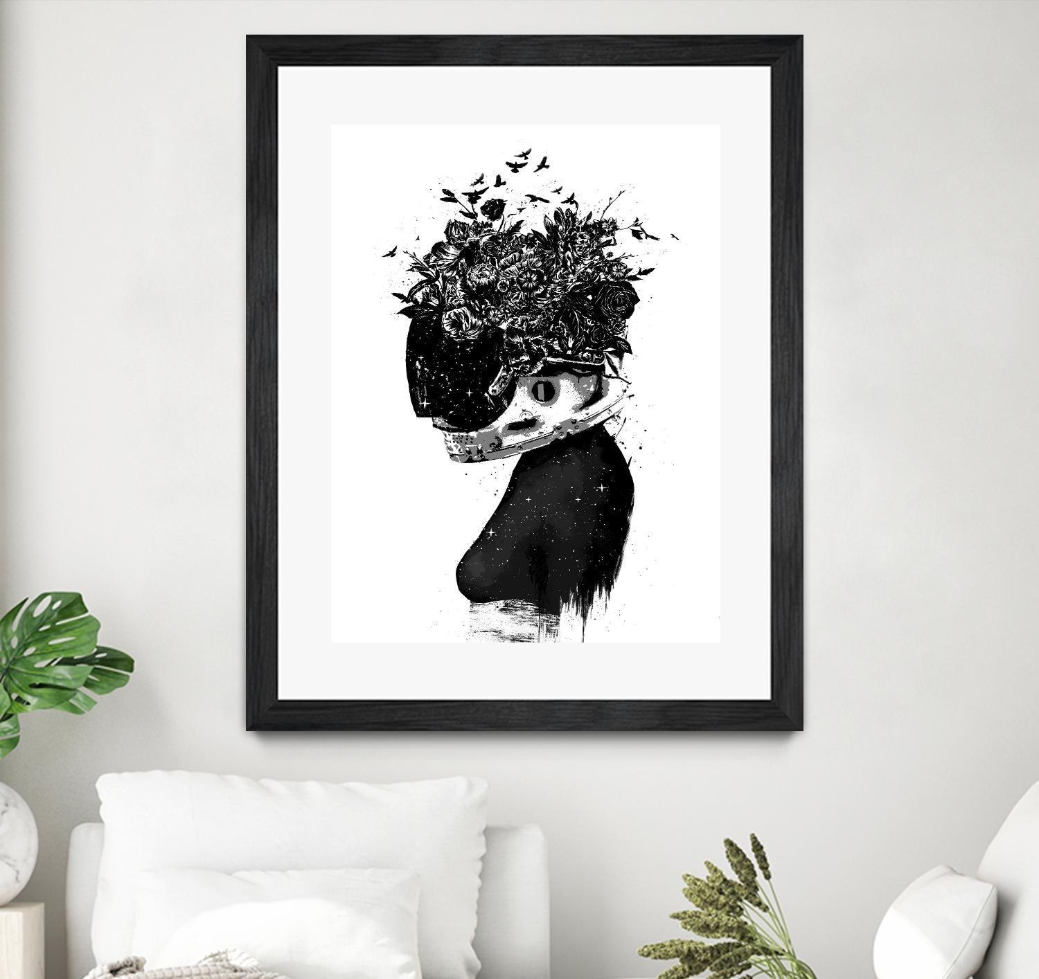 Hybrid Girl by Balazs Solti on GIANT ART - black,white contemporary, figurative, urban/pop surrealism, flowers, silhouettes