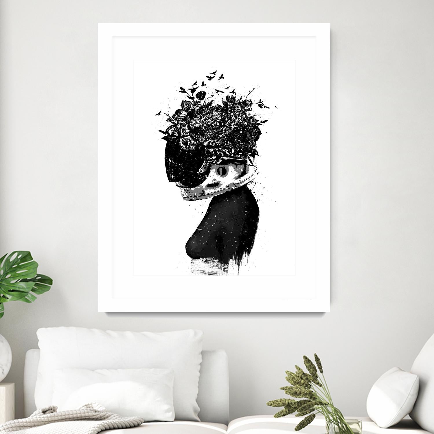 Hybrid Girl by Balazs Solti on GIANT ART - black,white contemporary, figurative, urban/pop surrealism, flowers, silhouettes